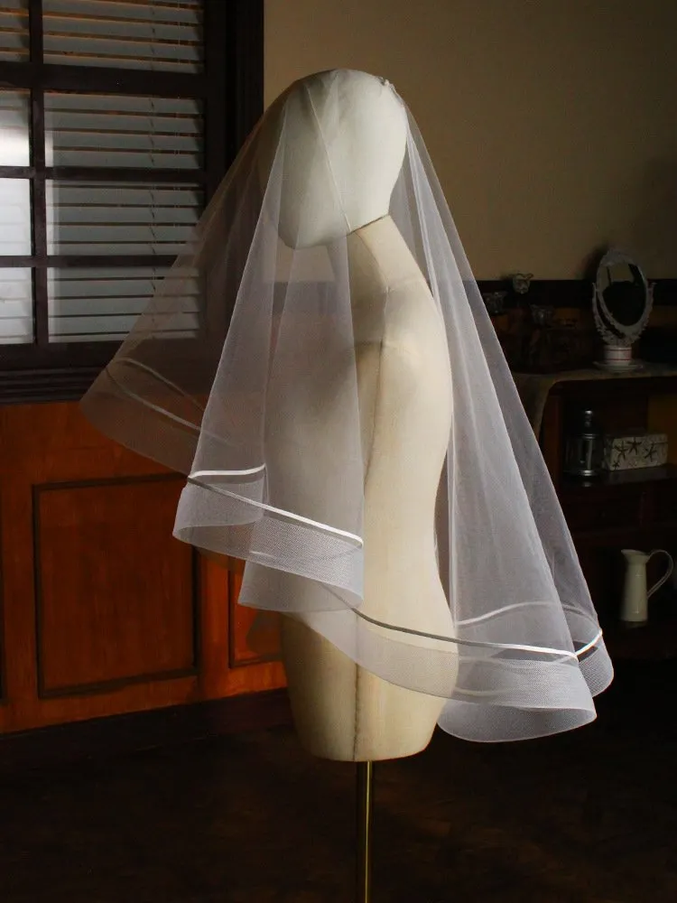 Women's Double-layer Elastic Mesh Edge Hair Comb Bridal Veil