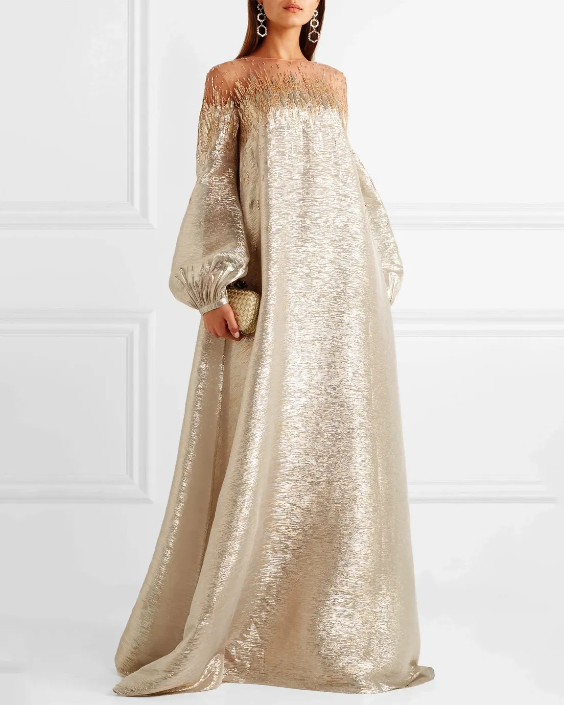 Puff Sleeve Stitching Design Shoulder Lace Dress - Same As Photo