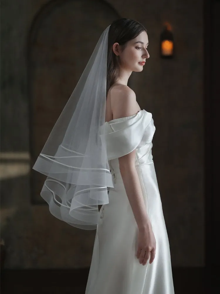 Women's Double-layer Elastic Mesh Edge Hair Comb Bridal Veil
