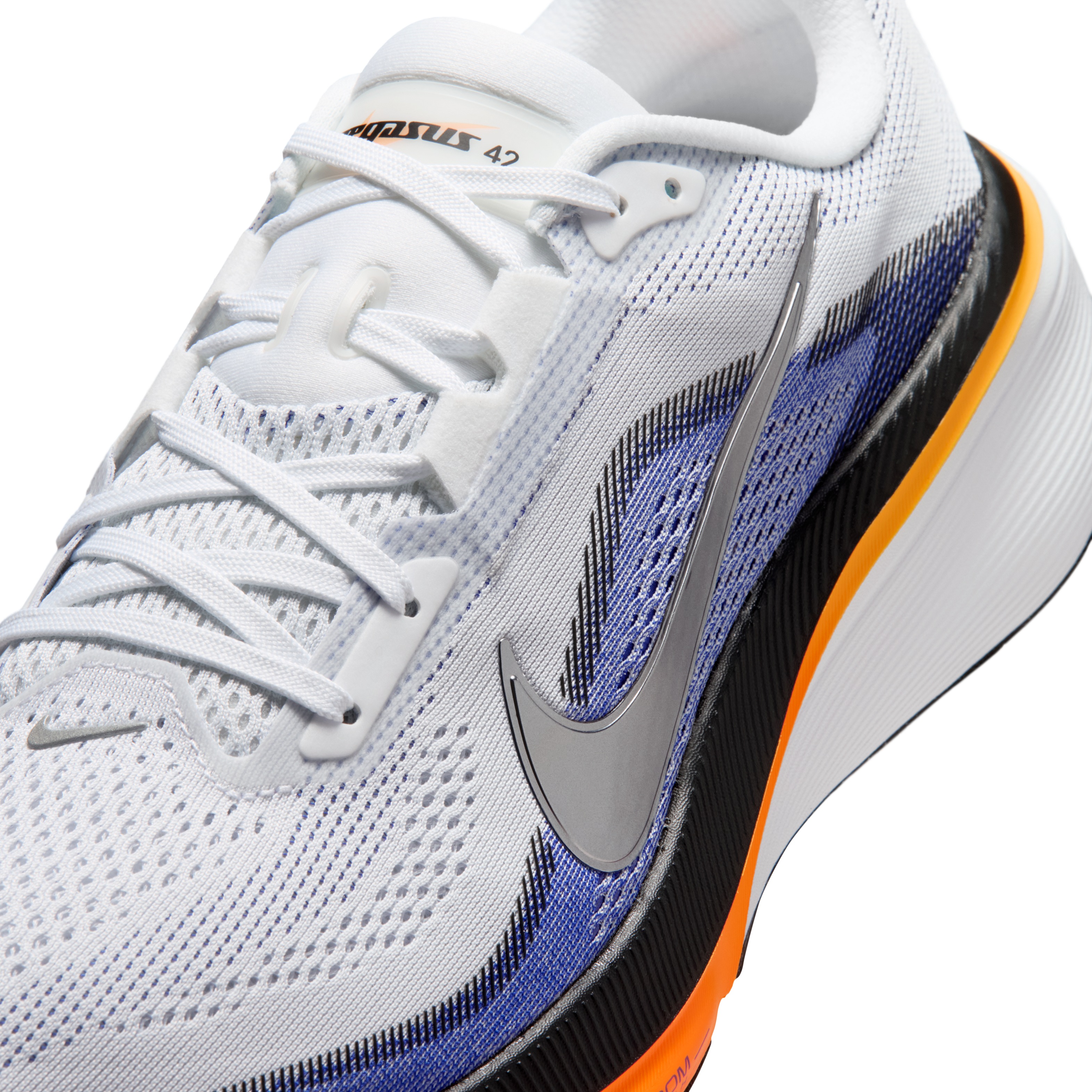 Nike Pegasus 42 Men's Road Running Shoes — White/Lapis/Total Orange/Metallic Silver — Regular