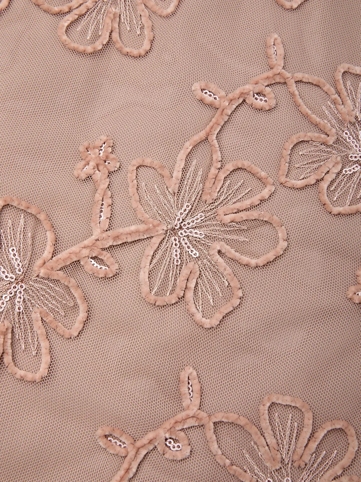 Light Pink Brown Jacquard Ruched Classic Mock Neck Sleeveless Mermaid Gown Dress