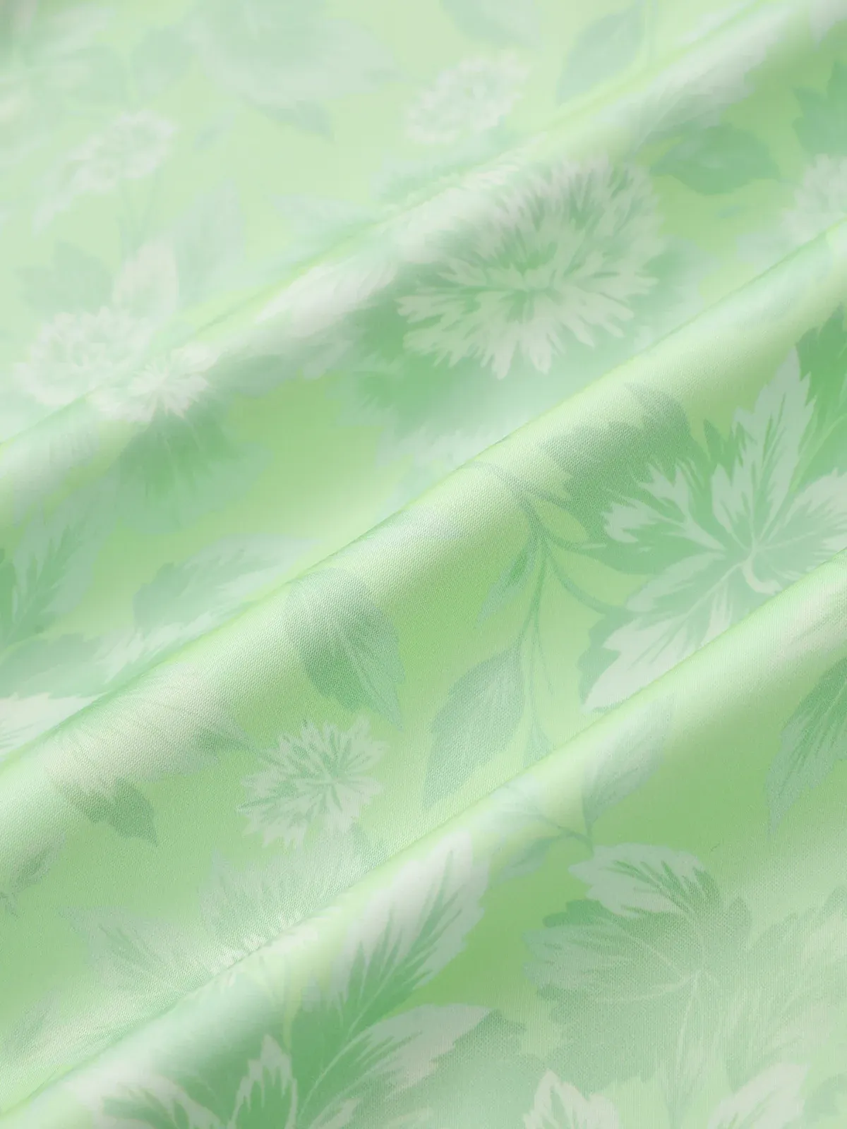 Light Green Floral Split Joint Satin Square Neck Sleeveless A-Line Maxi Dress