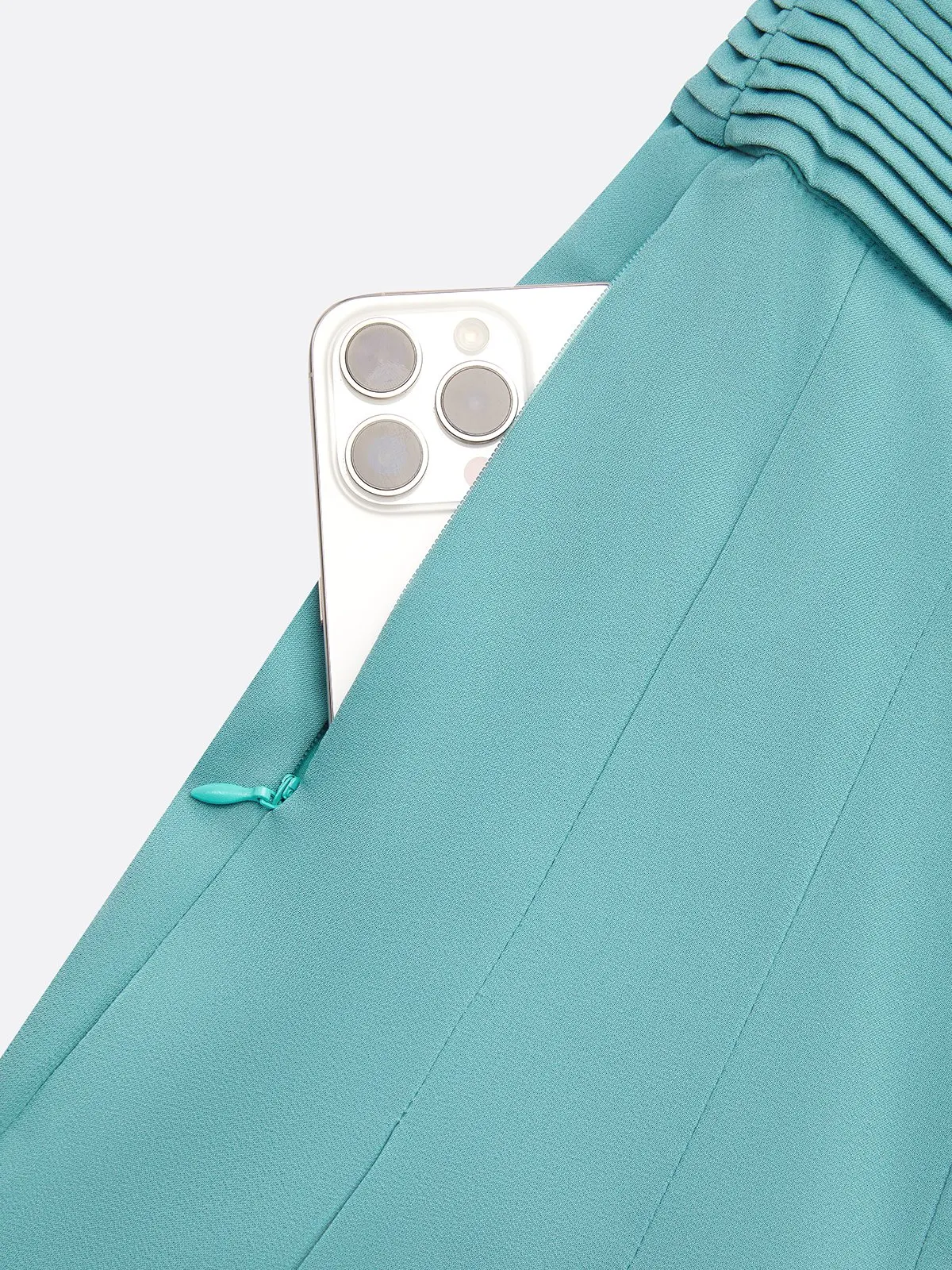Women Cyan Ruched Halter Mock Neck Sleeveless Dressy Jumpsuit