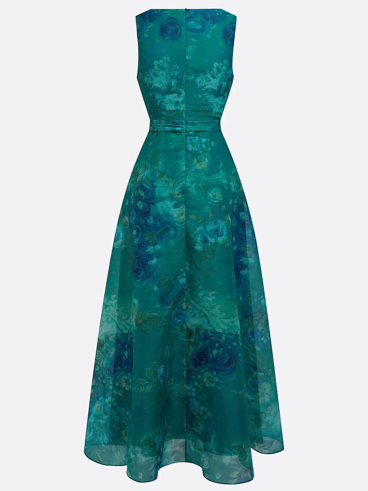 Elegant V-Neck Floral Maxi Dress - Chiffon Mother of the Bride Gown with Pleated Bodice