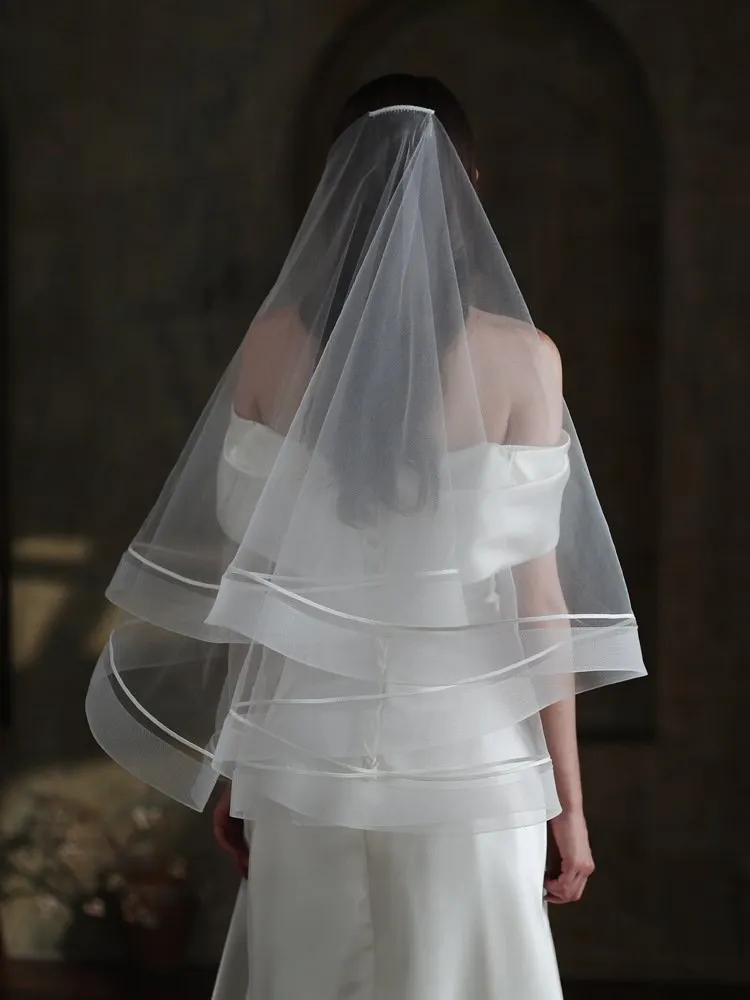 Women's Double-layer Elastic Mesh Edge Hair Comb Bridal Veil