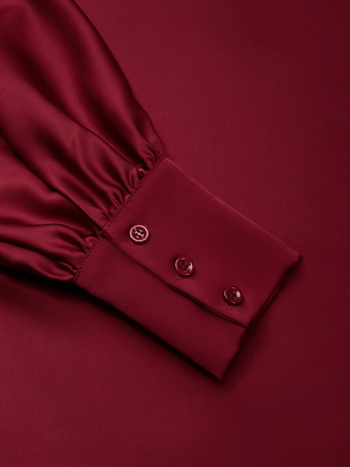 Women Wine Red Lapel Collar Long Sleeve Dressy Top With Skirt Two-Piece Set