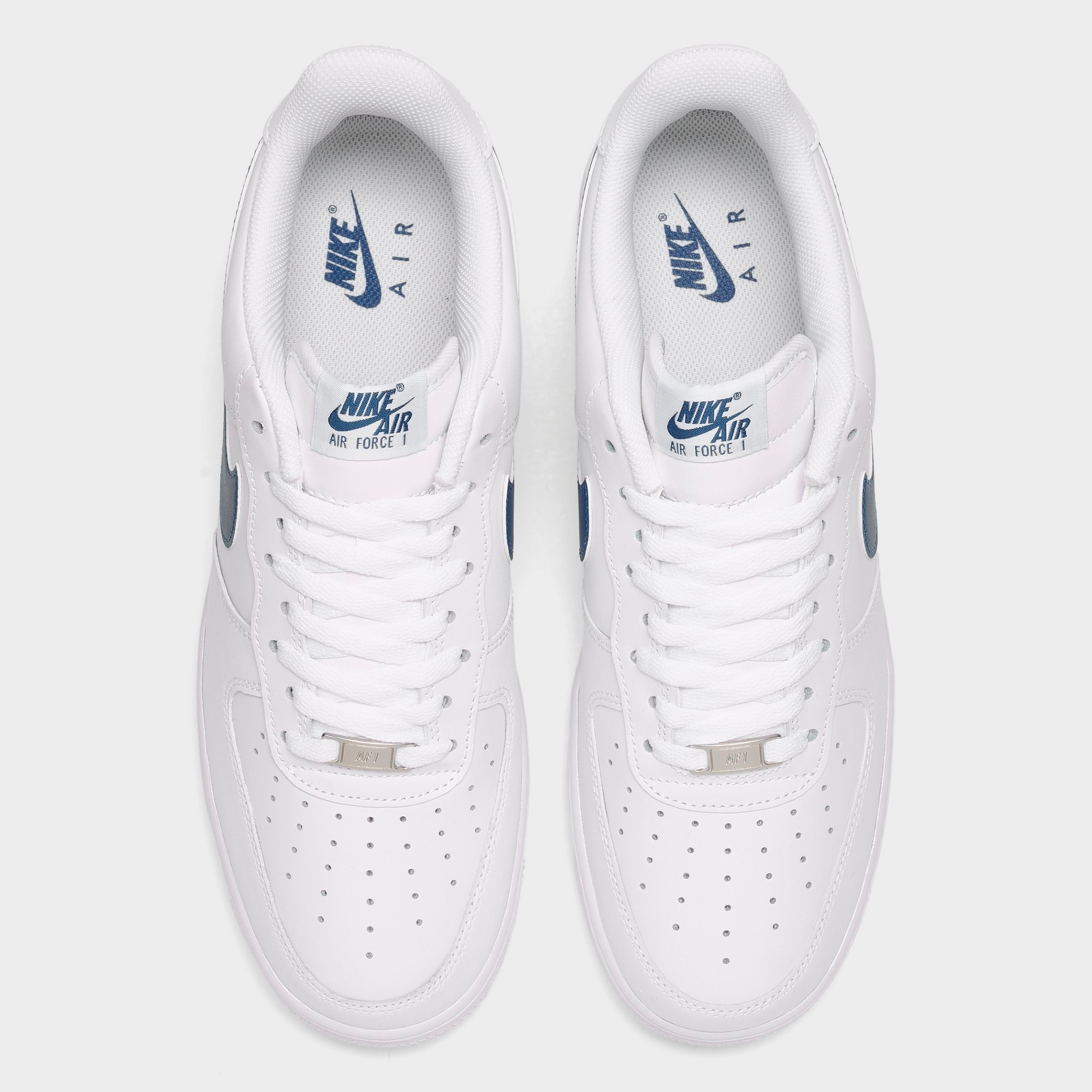 Men's Nike Air Force 1 '07 Casual Shoes — White/White/Court Blue — Top view