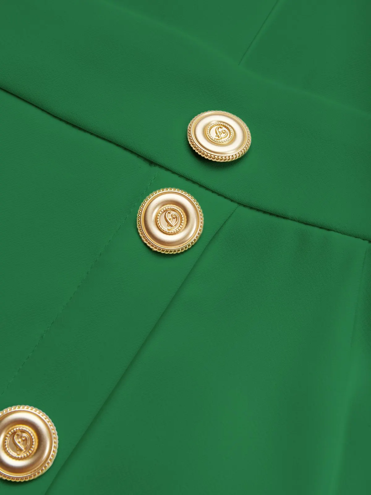 Green Buttoned Side-Slit Classic Crew Neck Sleeveless Sheath Midi Dress