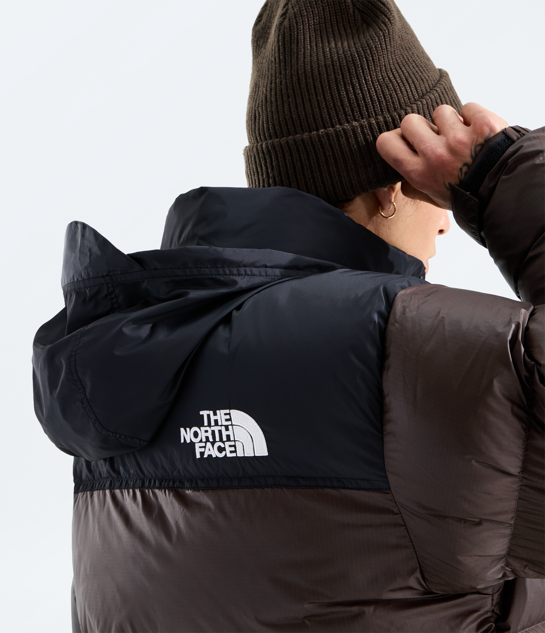 Mens 1996 Retro Nuptse Jacket TNF Dark ChestnutTNF Black MODELHOOD2
