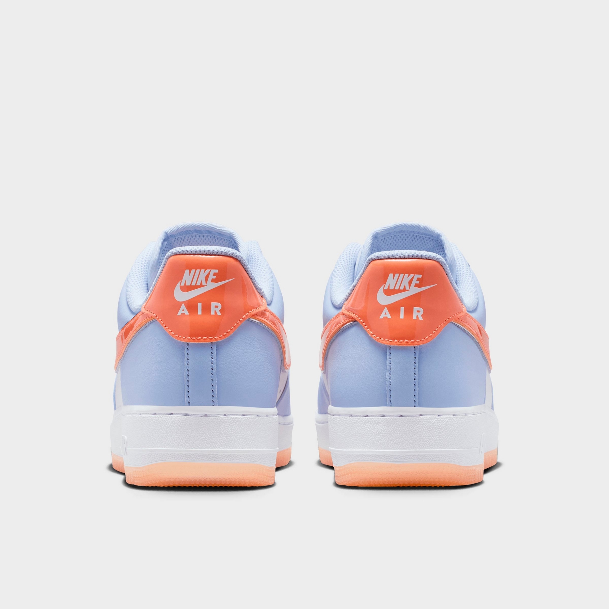 Men's Nike Air Force 1 '07 Casual Shoes — Hydrogen Blue/White/Orange Frost/Metallic Silver — Back view