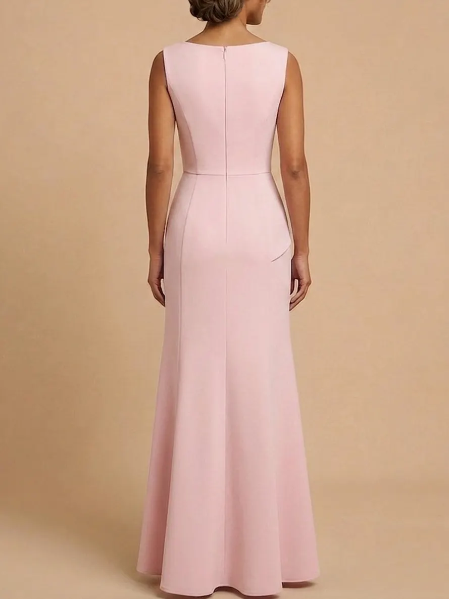 Elegant Blush Pink Mother of the Bride Gown - Sleeveless Peplum Maxi Dress with 3D Floral Appliqués - Pink