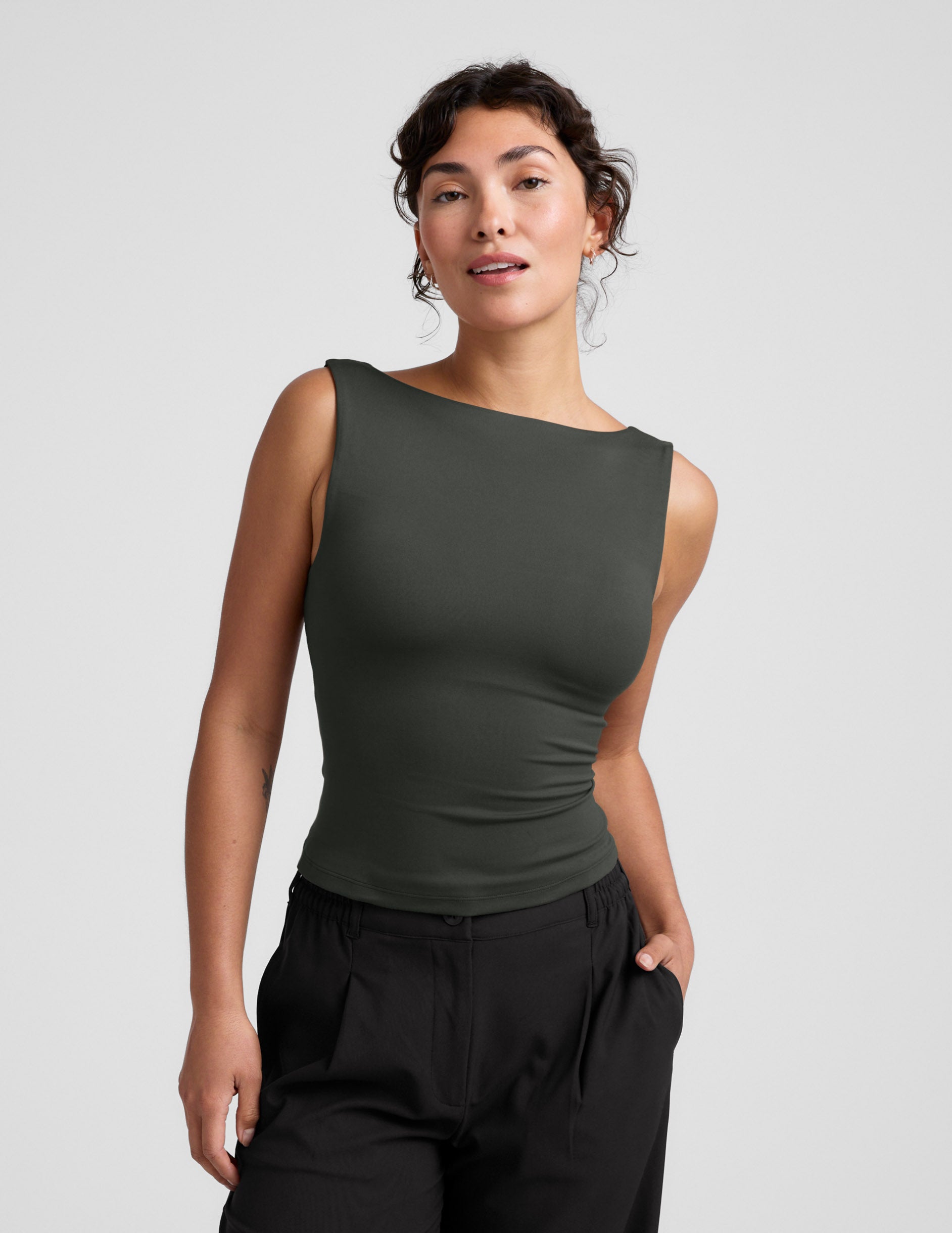Eclipse Open Back Tank - Slate Green
