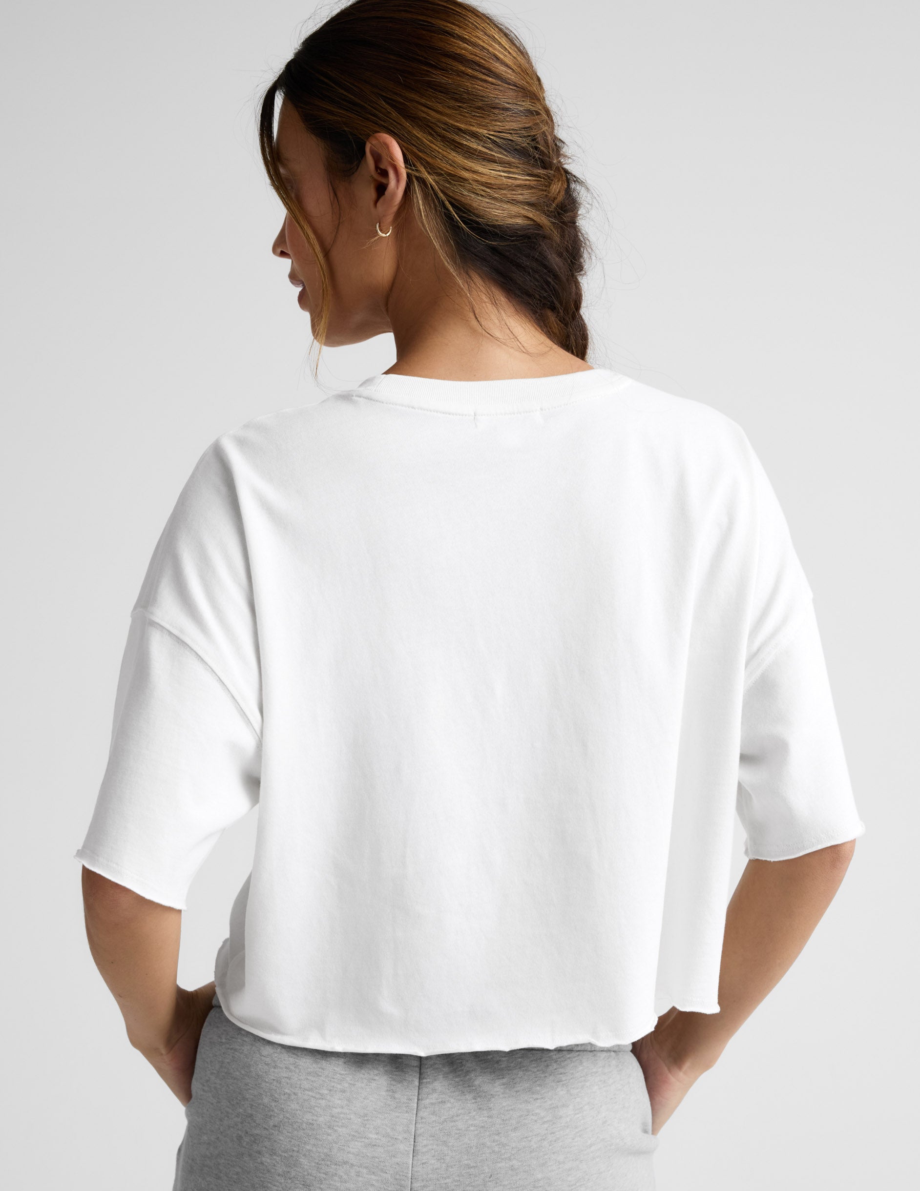 SoftKnit Better Than Ever Cropped Cotton Tee - Crisp White