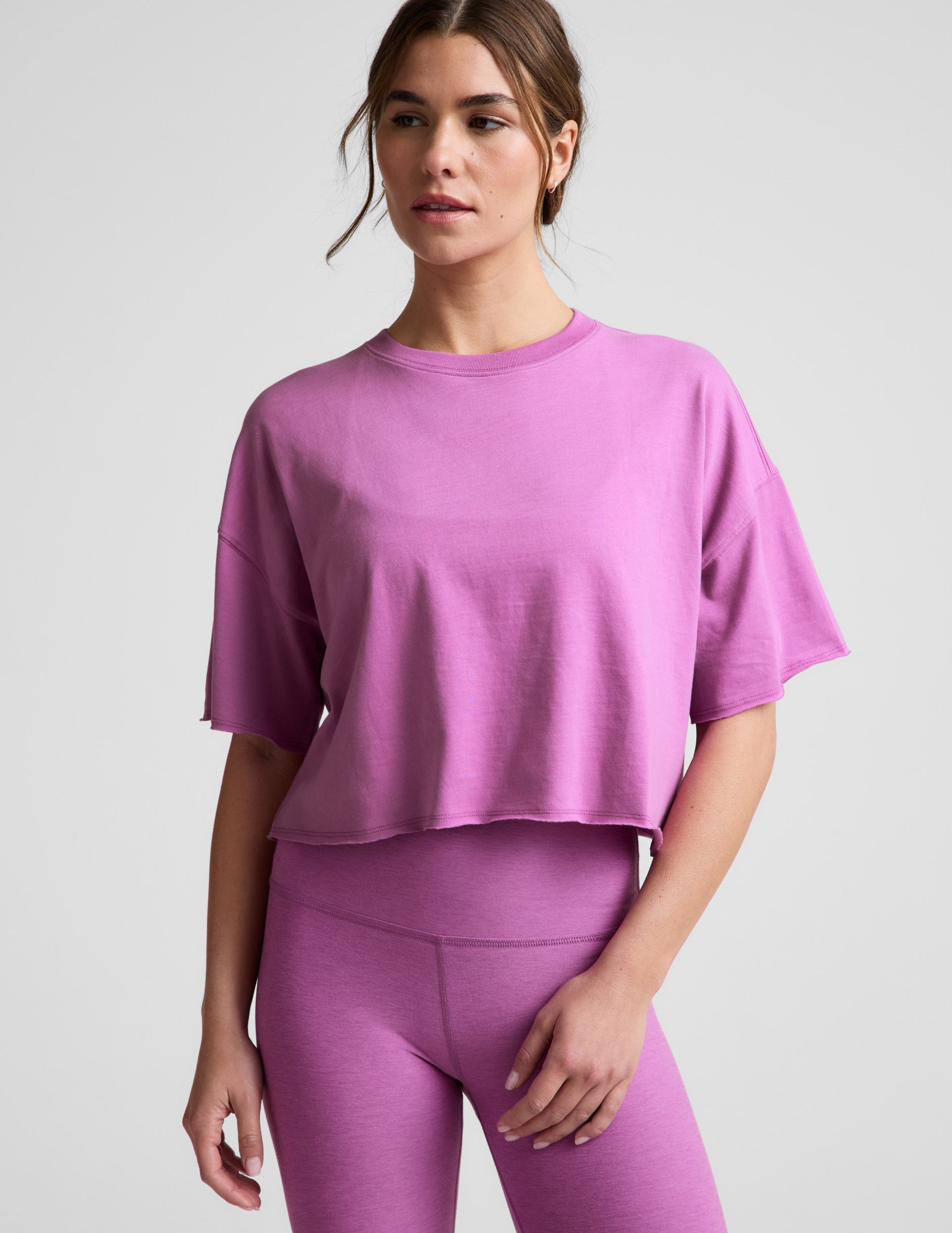 SoftKnit Better Than Ever Cropped Cotton Tee - Fun Fuchsia