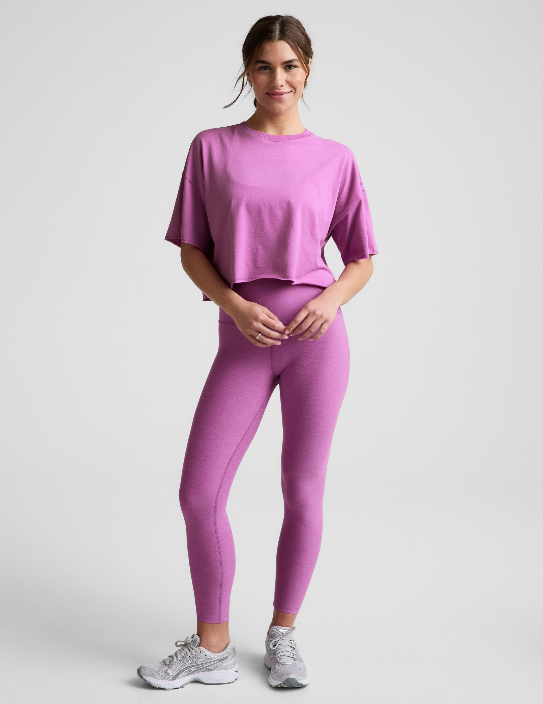 SoftKnit Better Than Ever Cropped Cotton Tee - Fun Fuchsia