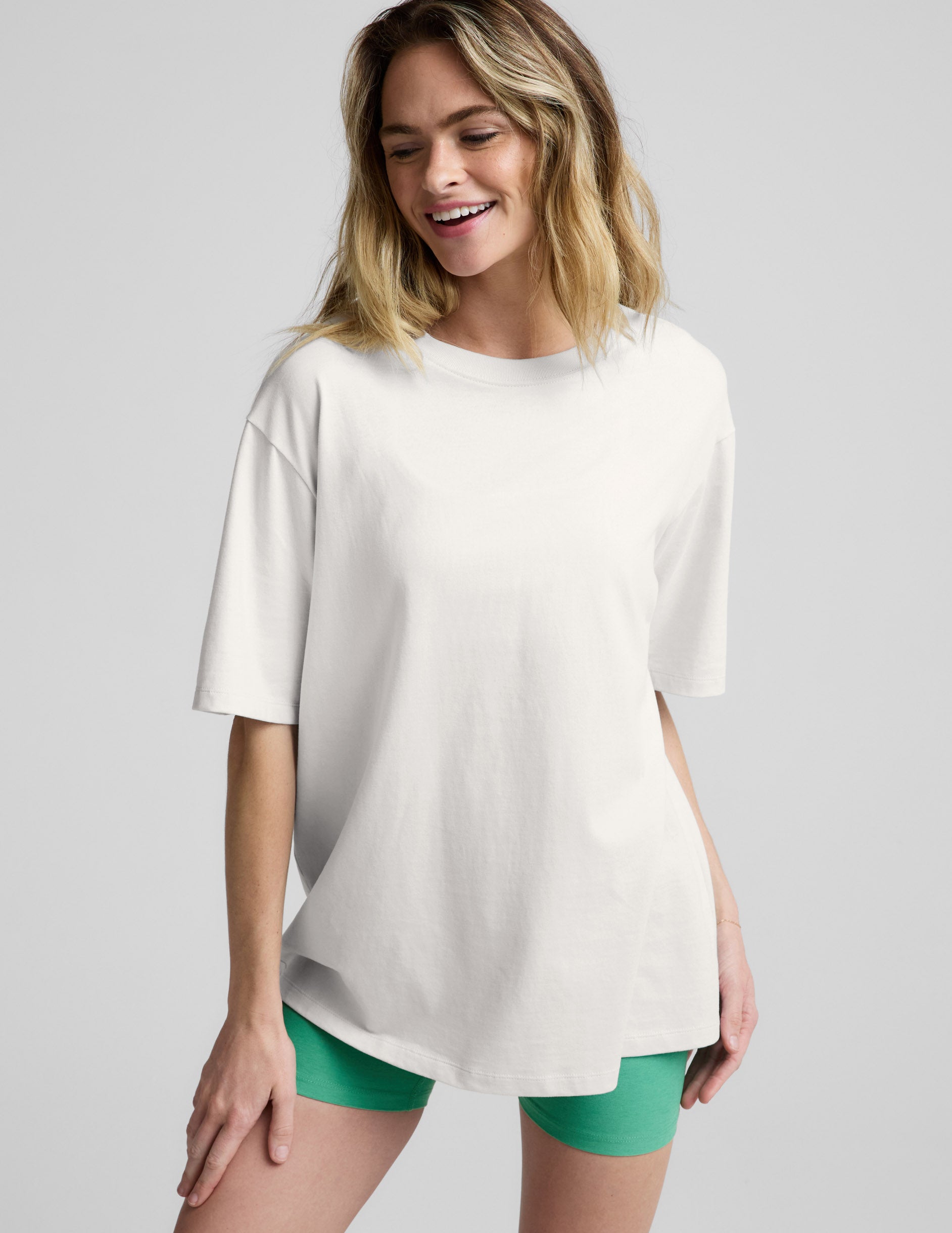 SoftKnit Better Than Ever Oversized Cotton Tee - Crisp White
