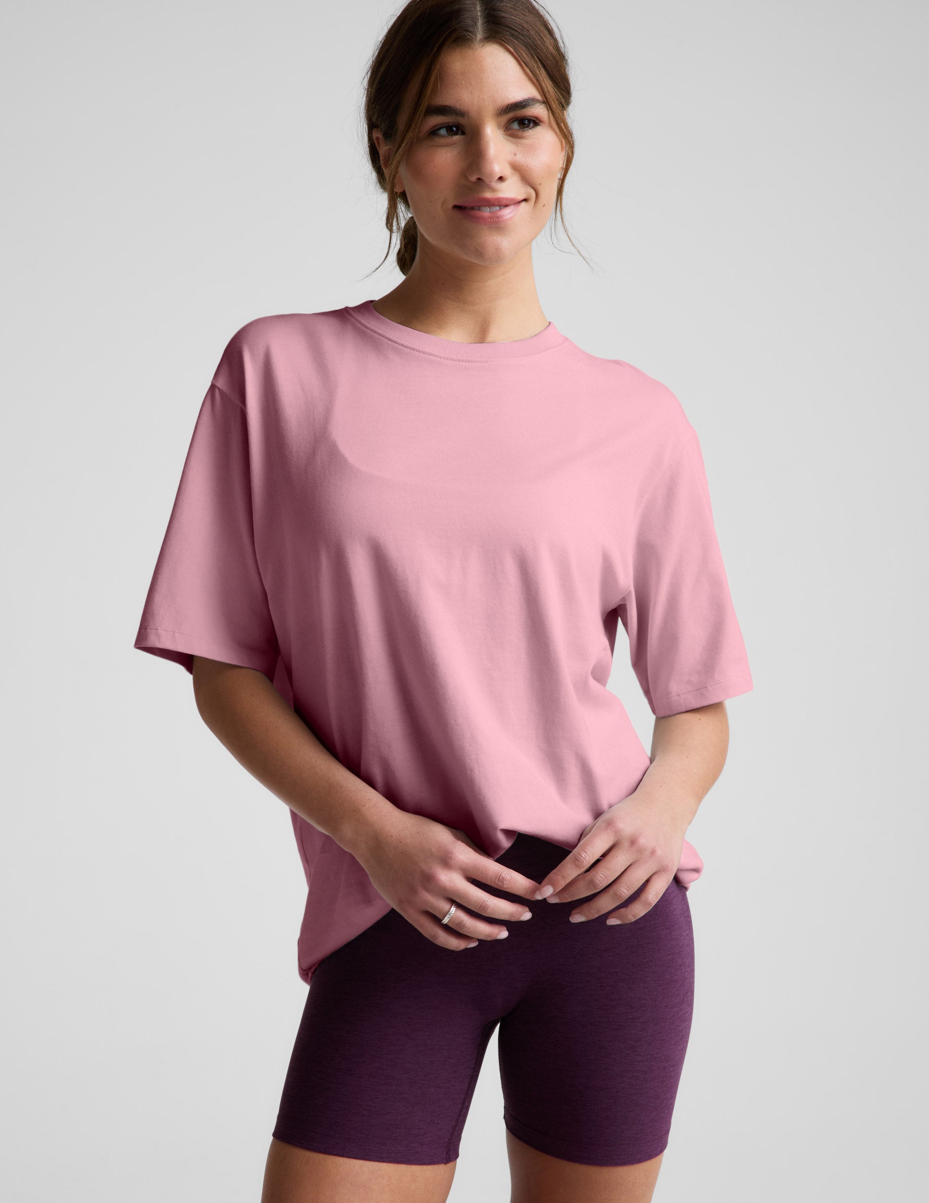 SoftKnit Better Than Ever Oversized Cotton Tee - Washed Rich Raspberry