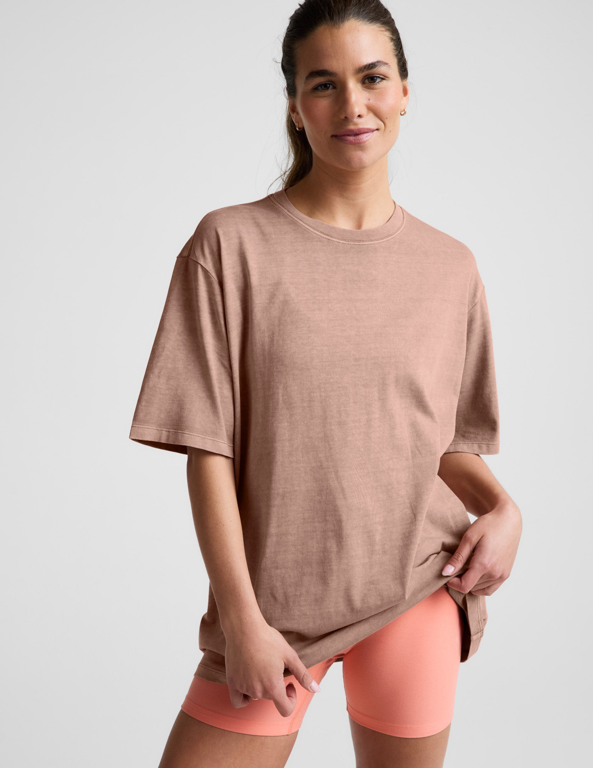 SoftKnit Better Than Ever Oversized Cotton Tee - Washed Sunny Tan