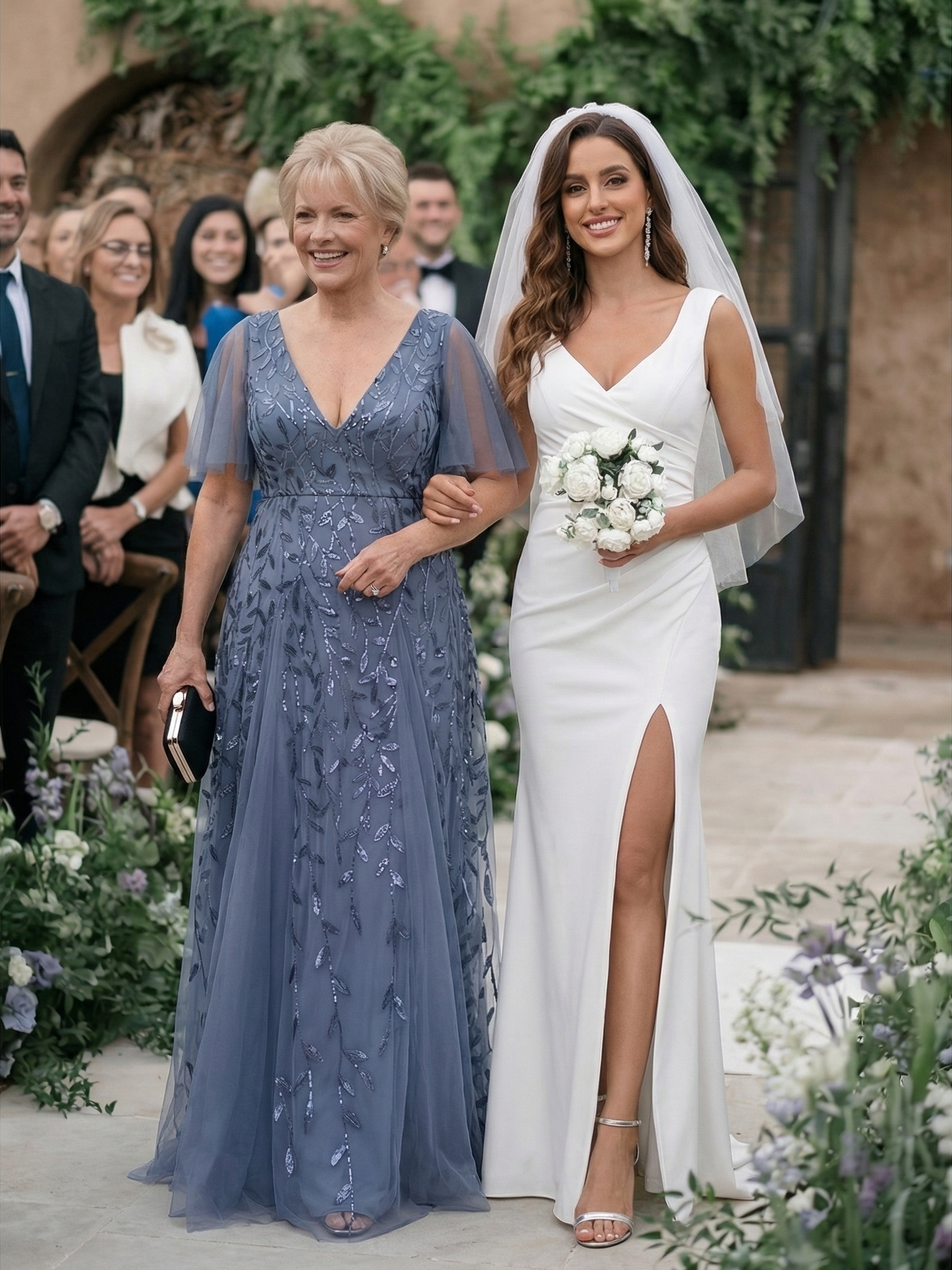 Plus Size Floor Length Formal Evening Gowns for Weddings #color_Dusty Blue