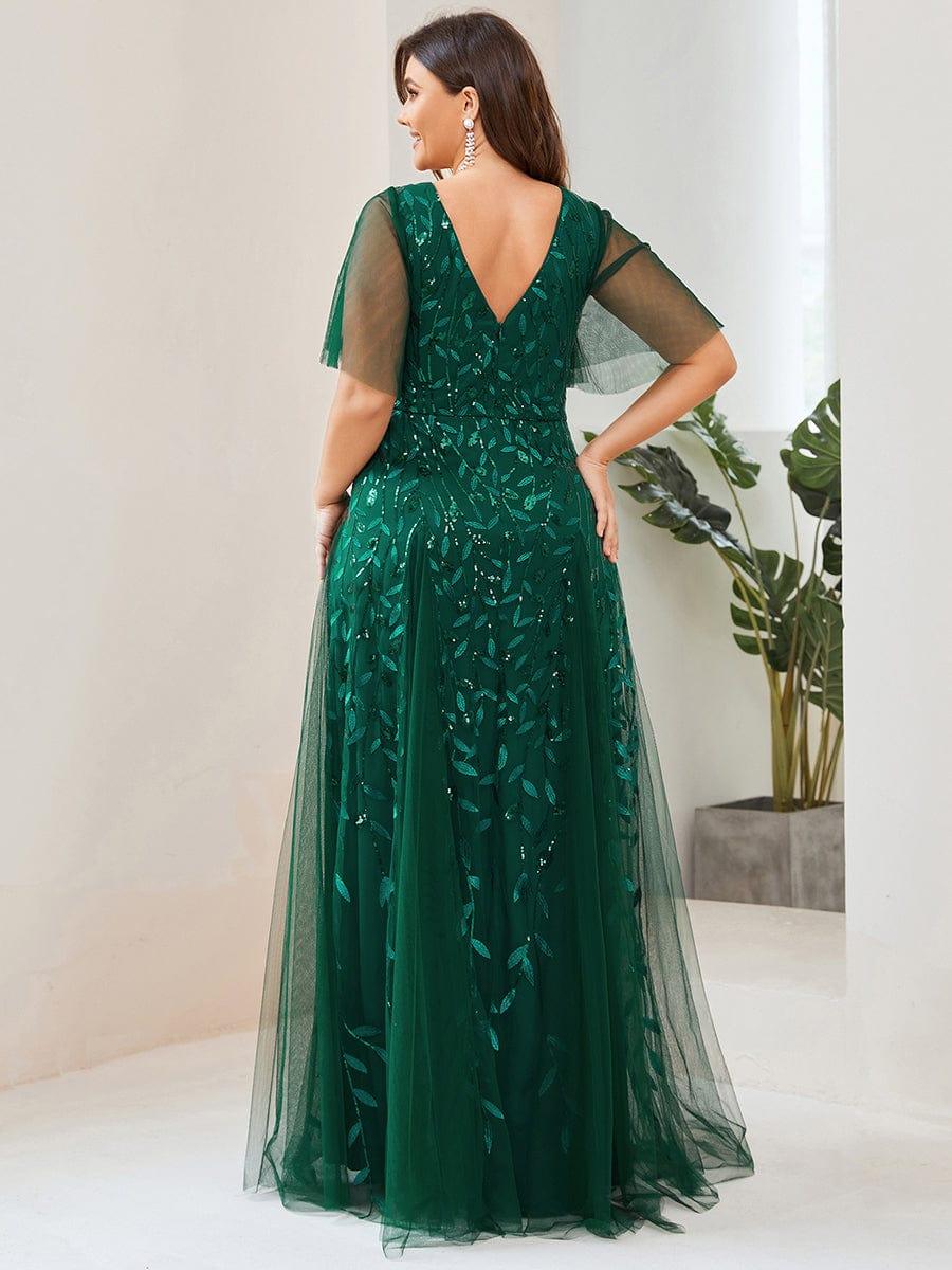 Plus Size Floor Length Formal Evening Gowns for Weddings #color_Dark Green