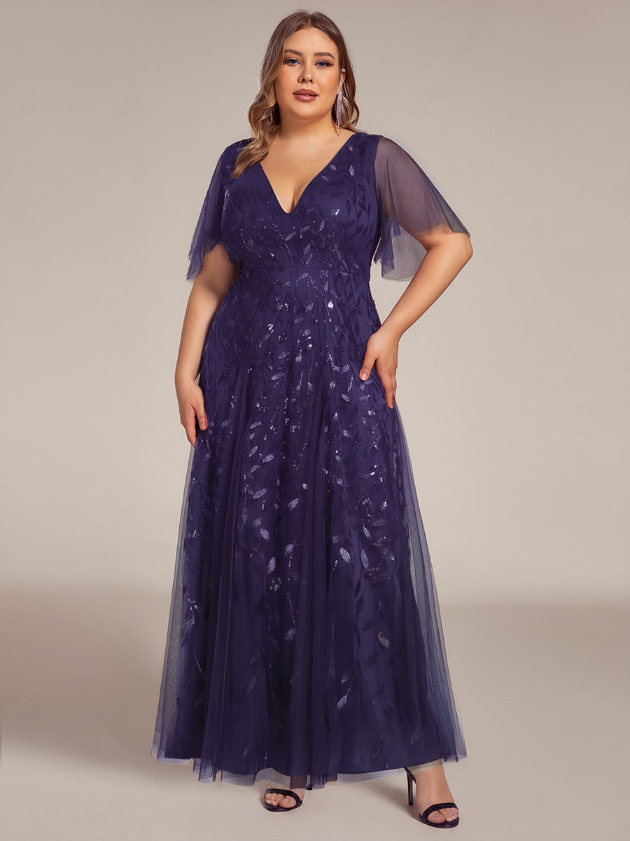 Plus Size Floor Length Formal Evening Gowns for Weddings #color_Dark Purple
