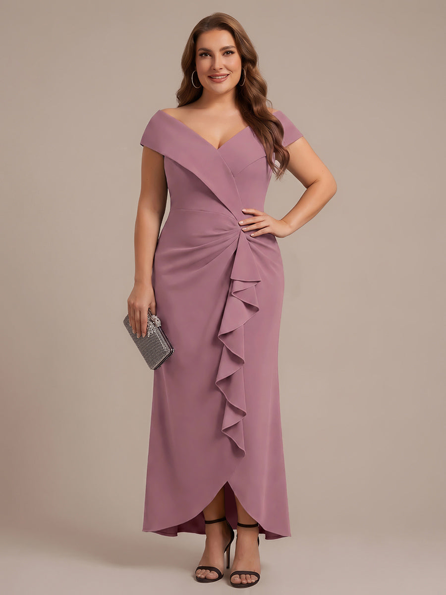 Plus Size Slit Crepe Evening Dress #color_Purple Orchid