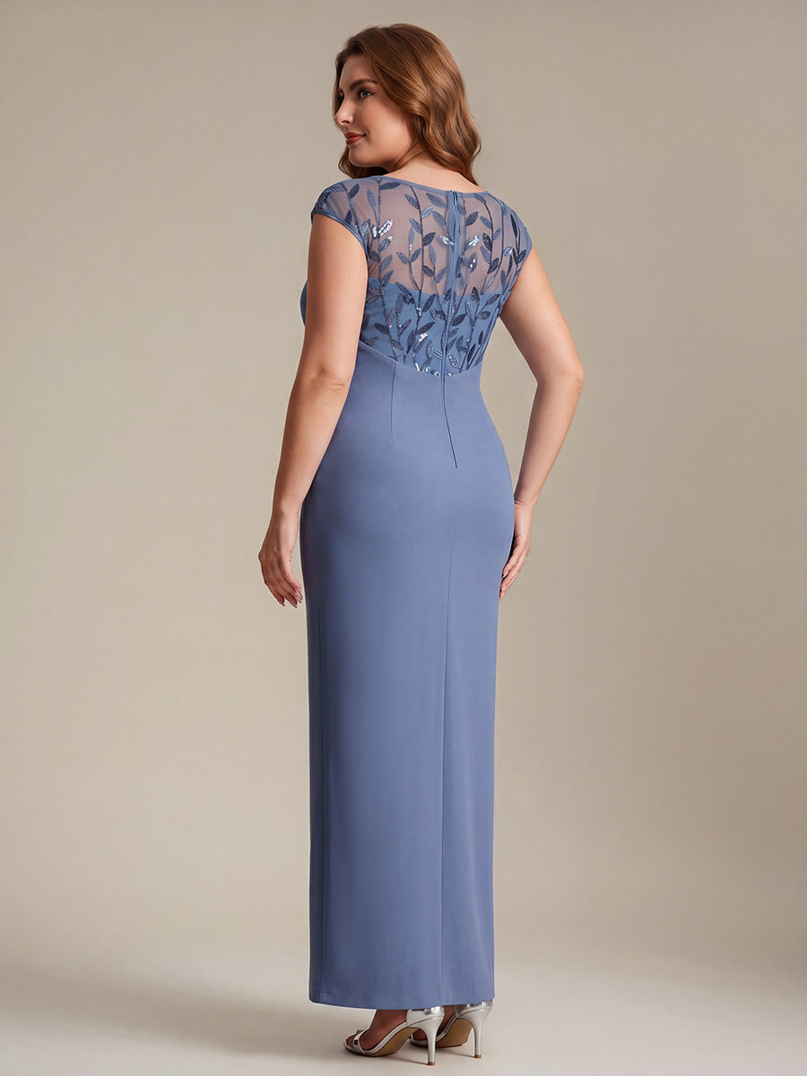 Knotted Crepe Cap Sleeve Wedding Guest Dress #color_Dusty Blue