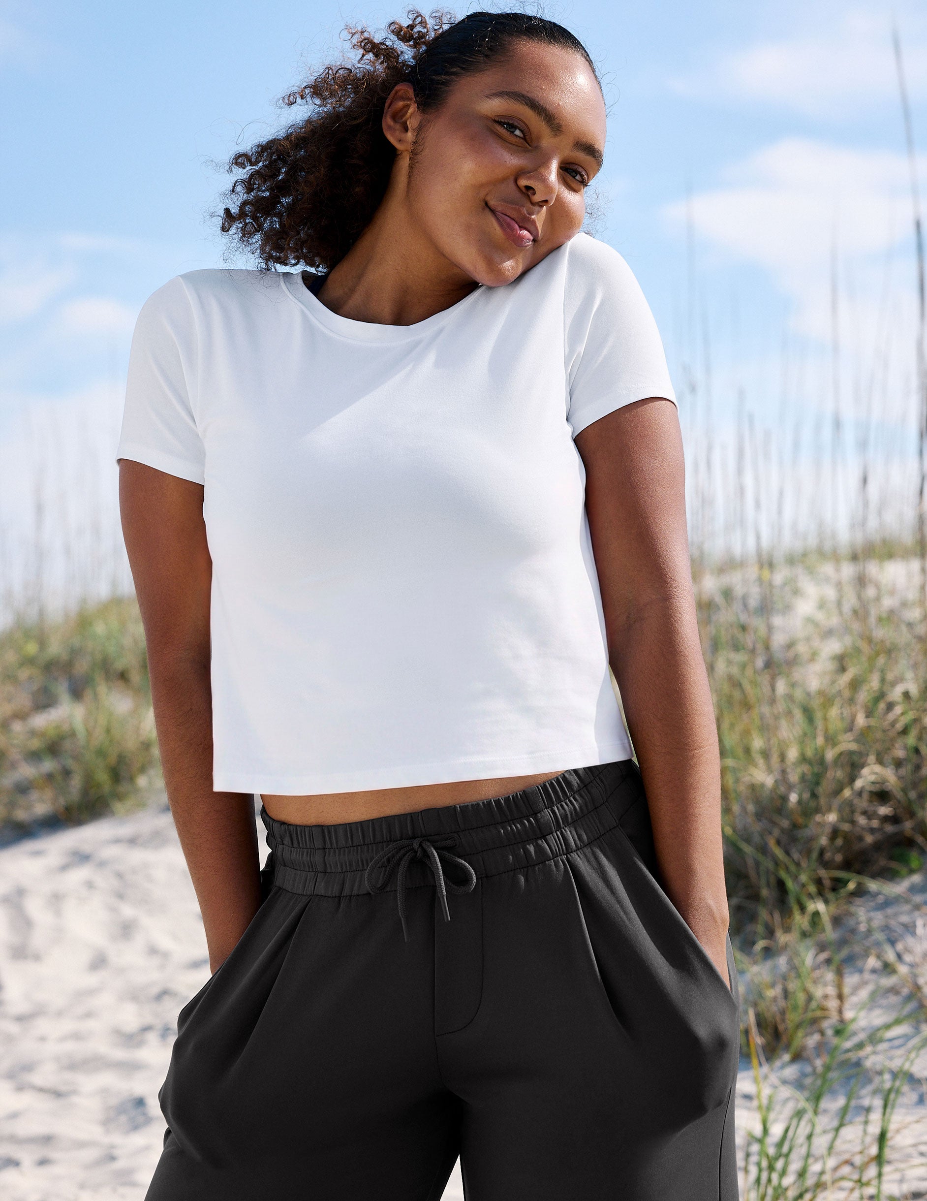 Featherweight Cropped Tee - Cloud White