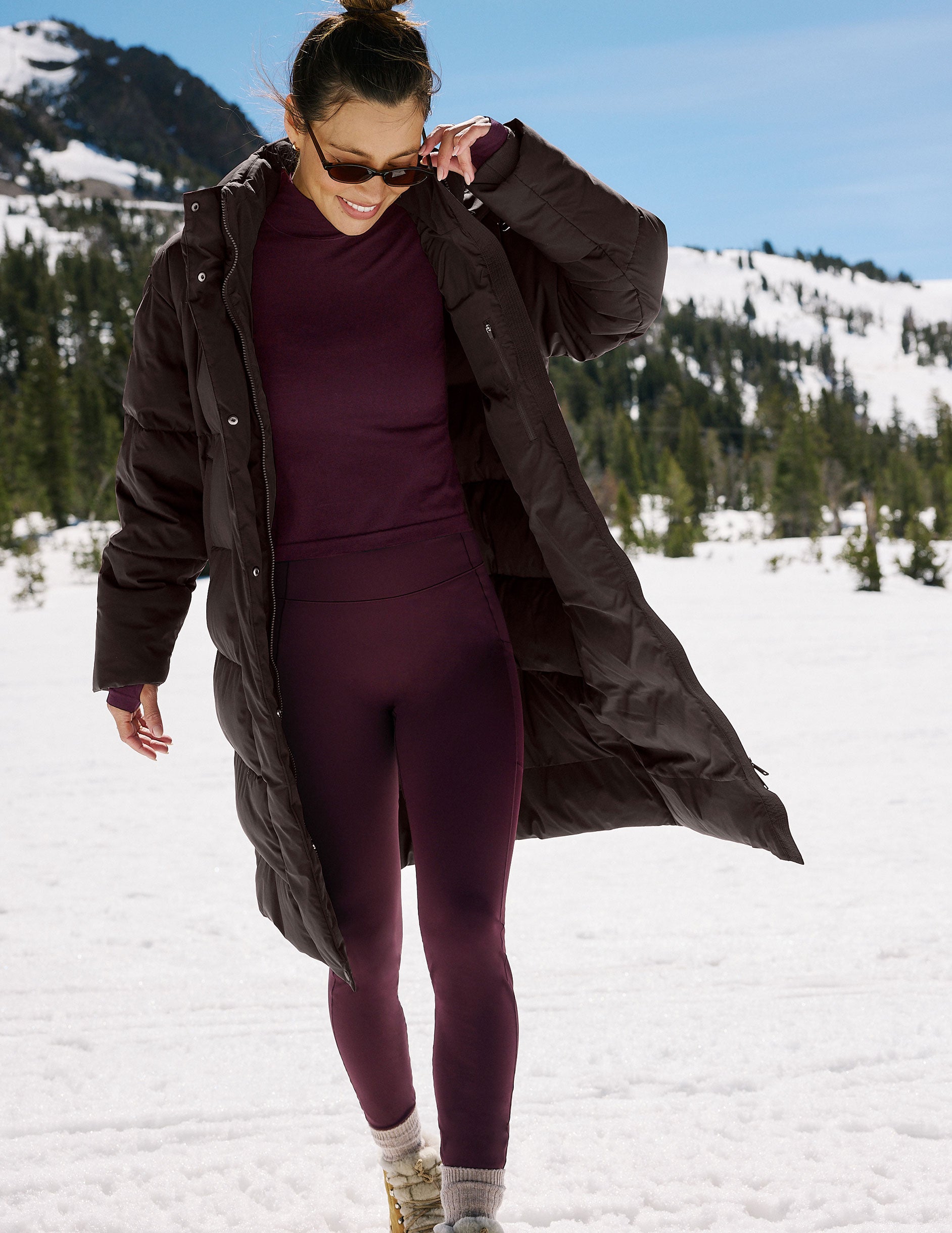 Pacer Fleece-Backed Pocket Legging - Cabernet