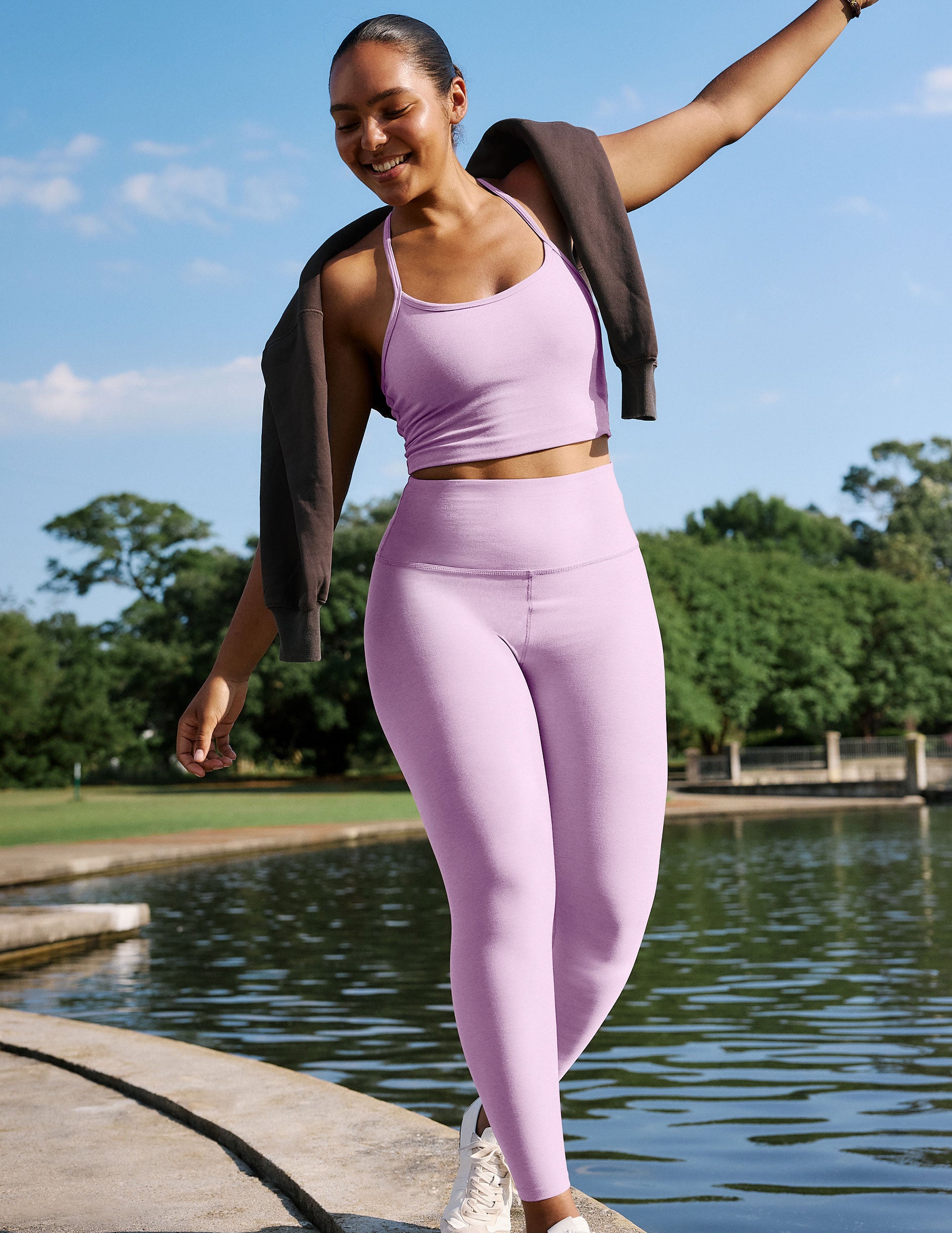 Spacedye™ Caught In The Midi High Waisted Legging - Lavender Cream Heather
