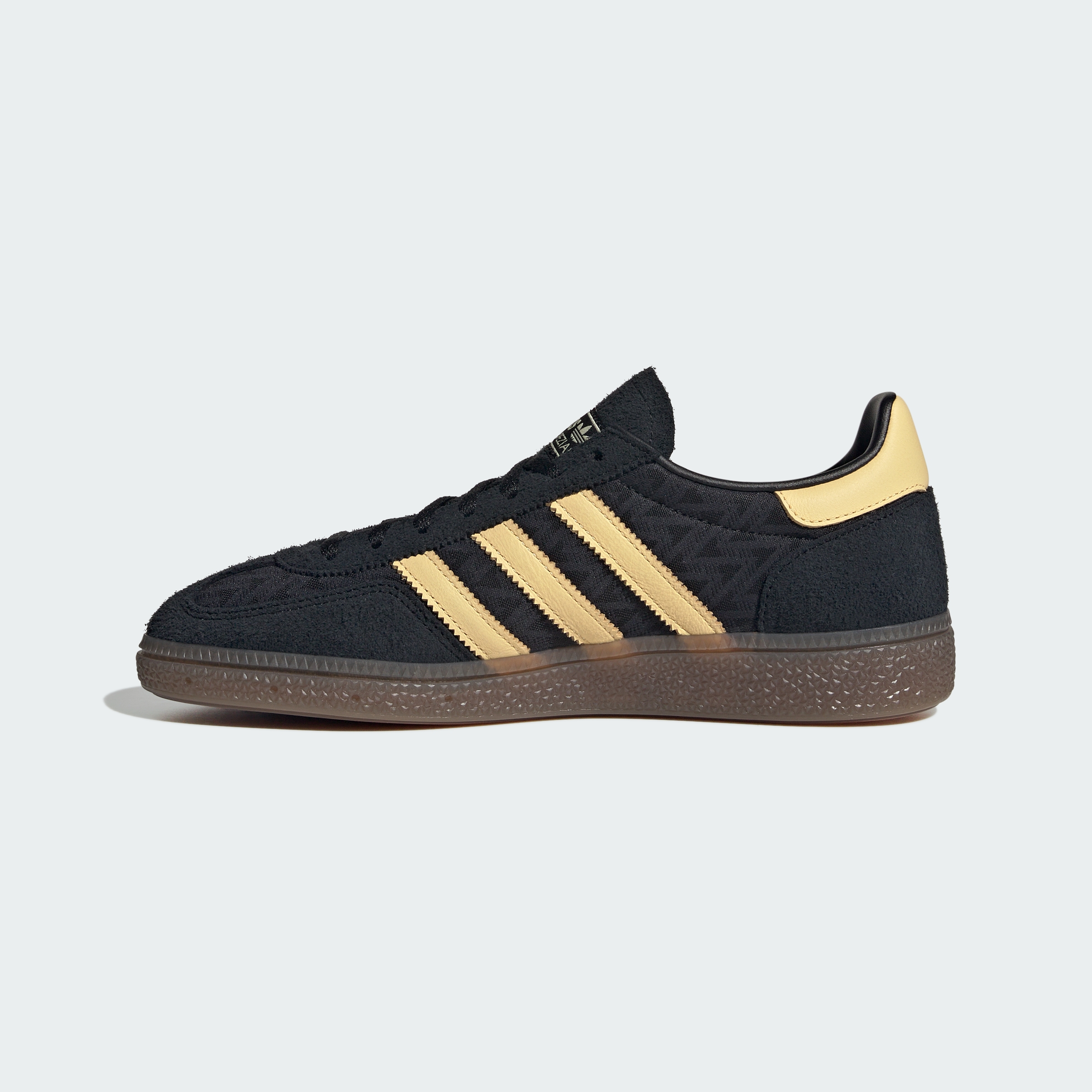 HANDBALL SPEZIAL SHOES — Core Black / Orange Tint / Gum — Side Medial Center View