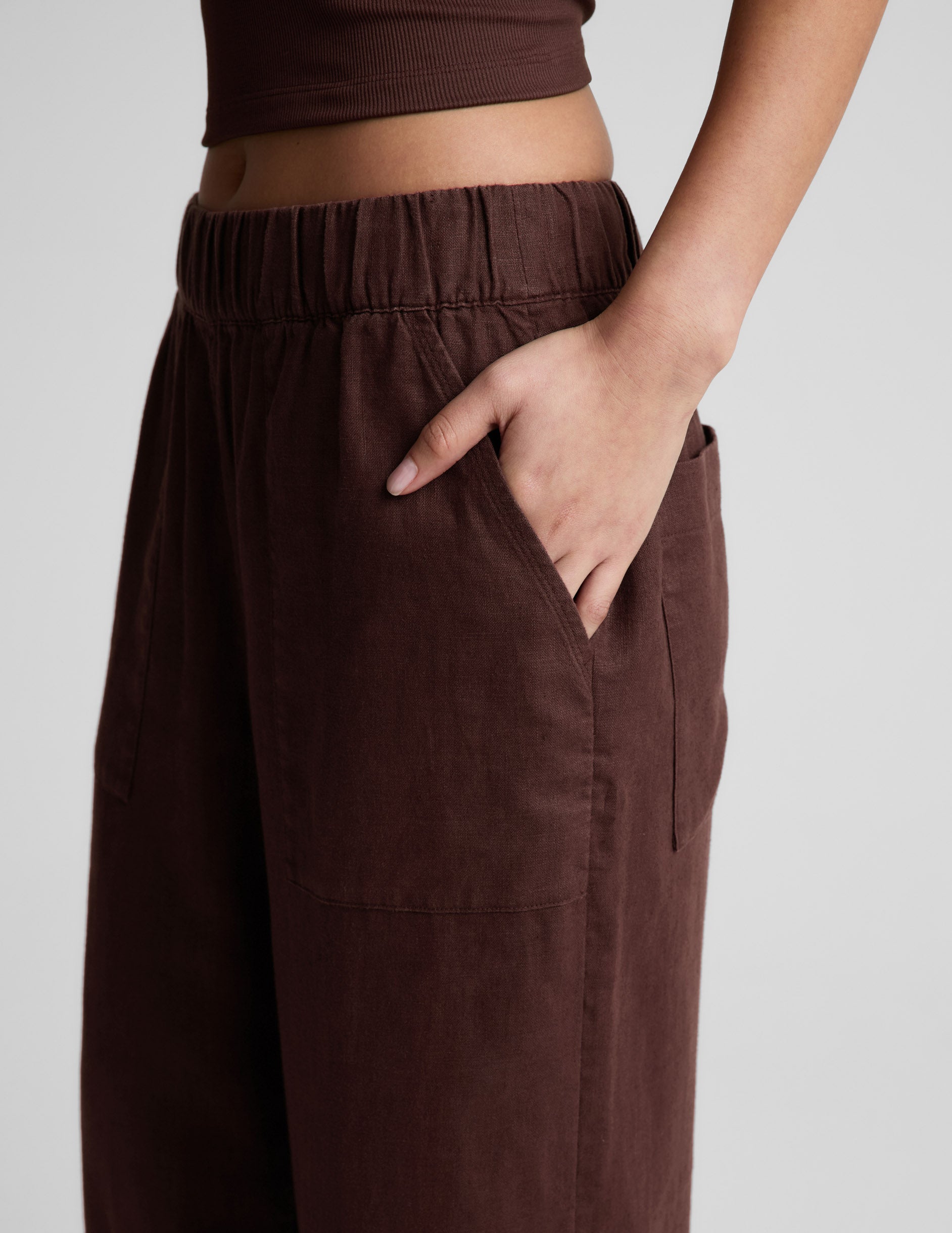 SoftWash Linen Easy Wide Leg Pant 29" - Iced Mocha