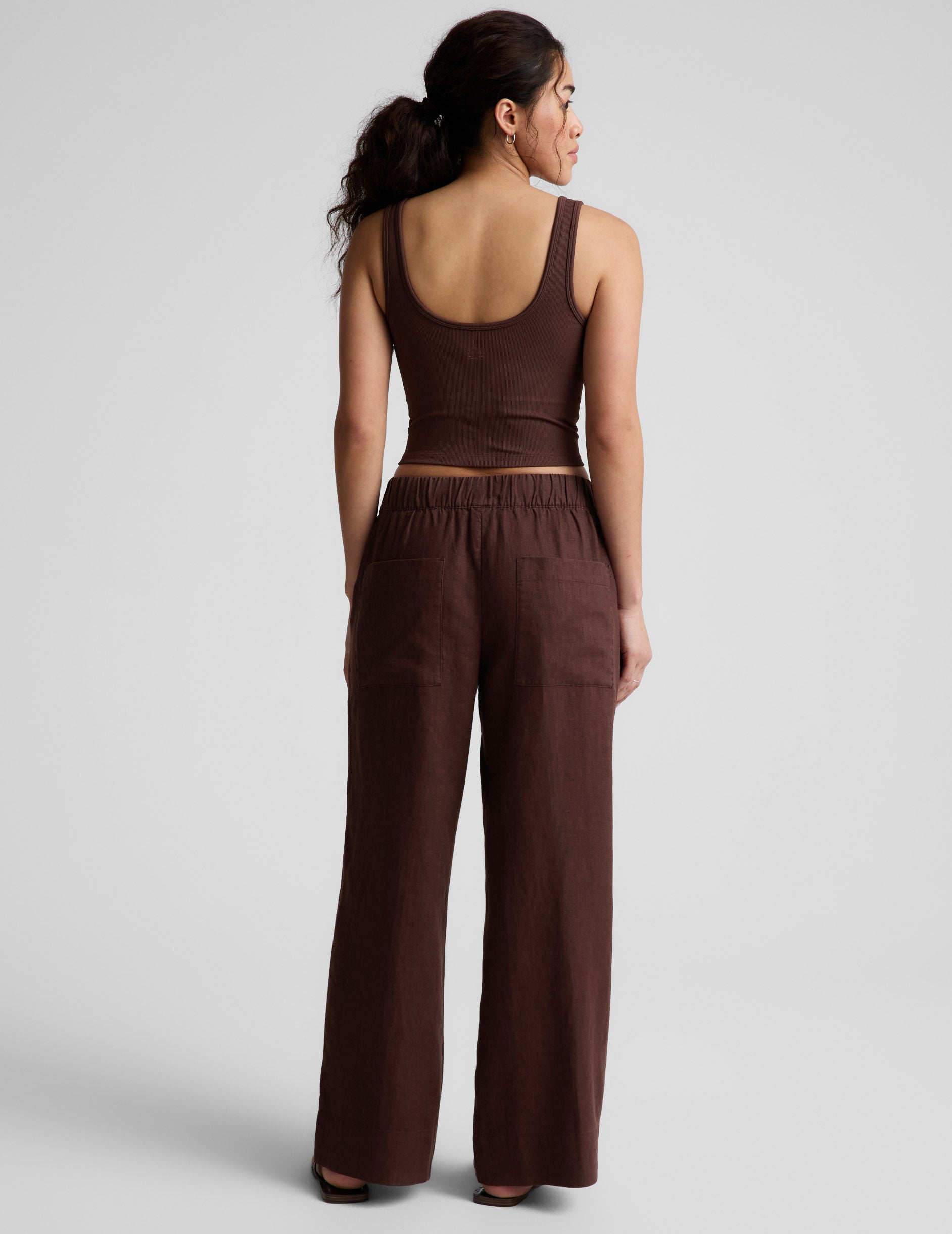 SoftWash Linen Easy Wide Leg Pant 29" - Iced Mocha