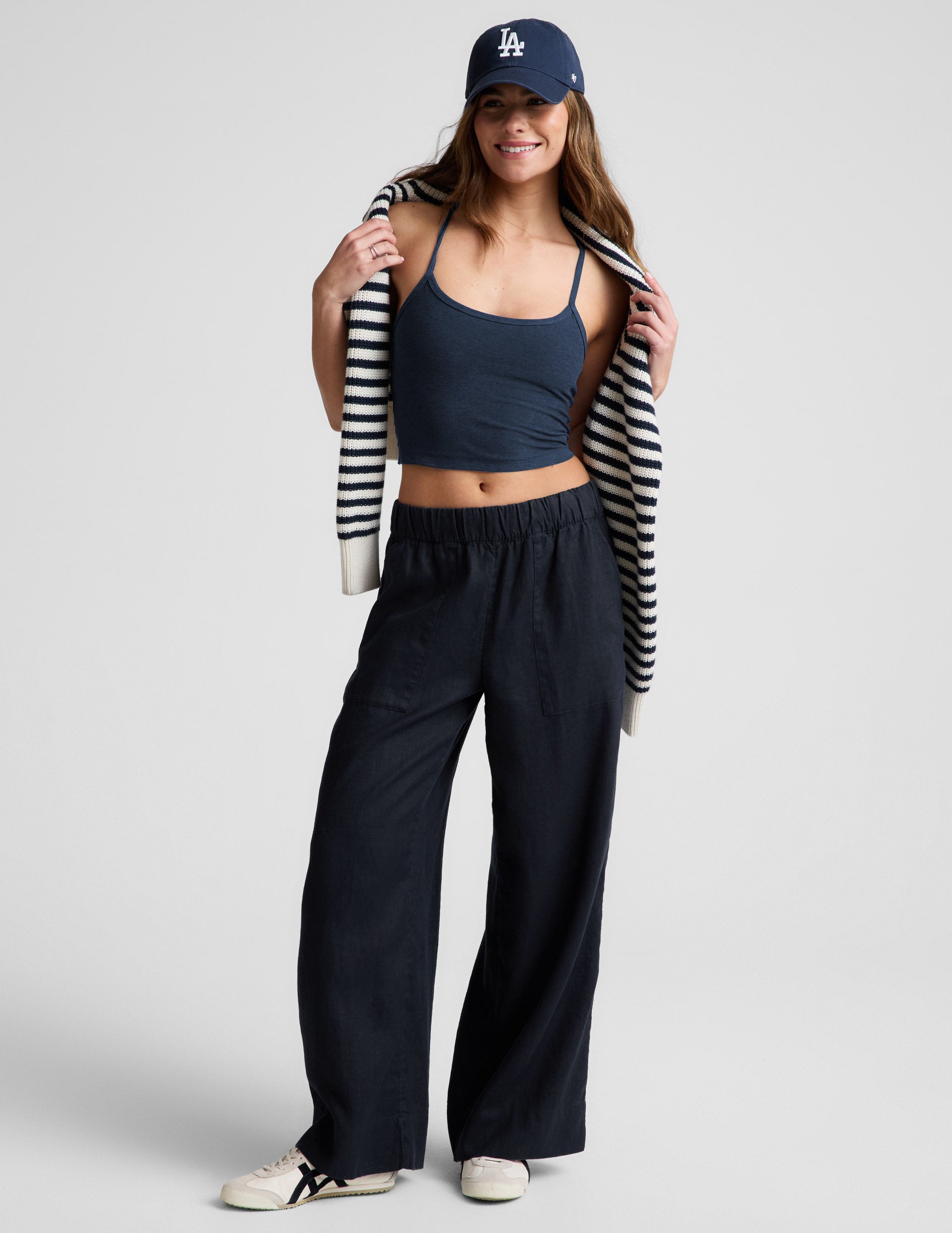SoftWash Linen Easy Wide Leg Pant 29" - Nocturnal Navy