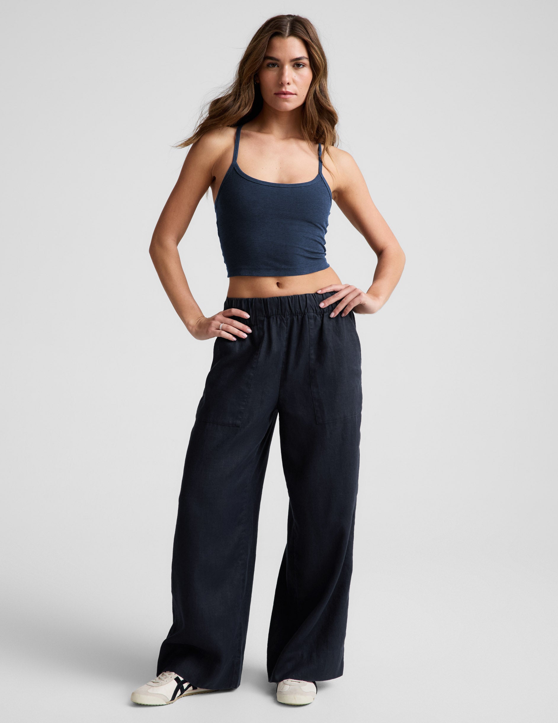 SoftWash Linen Easy Wide Leg Pant 29" - Nocturnal Navy