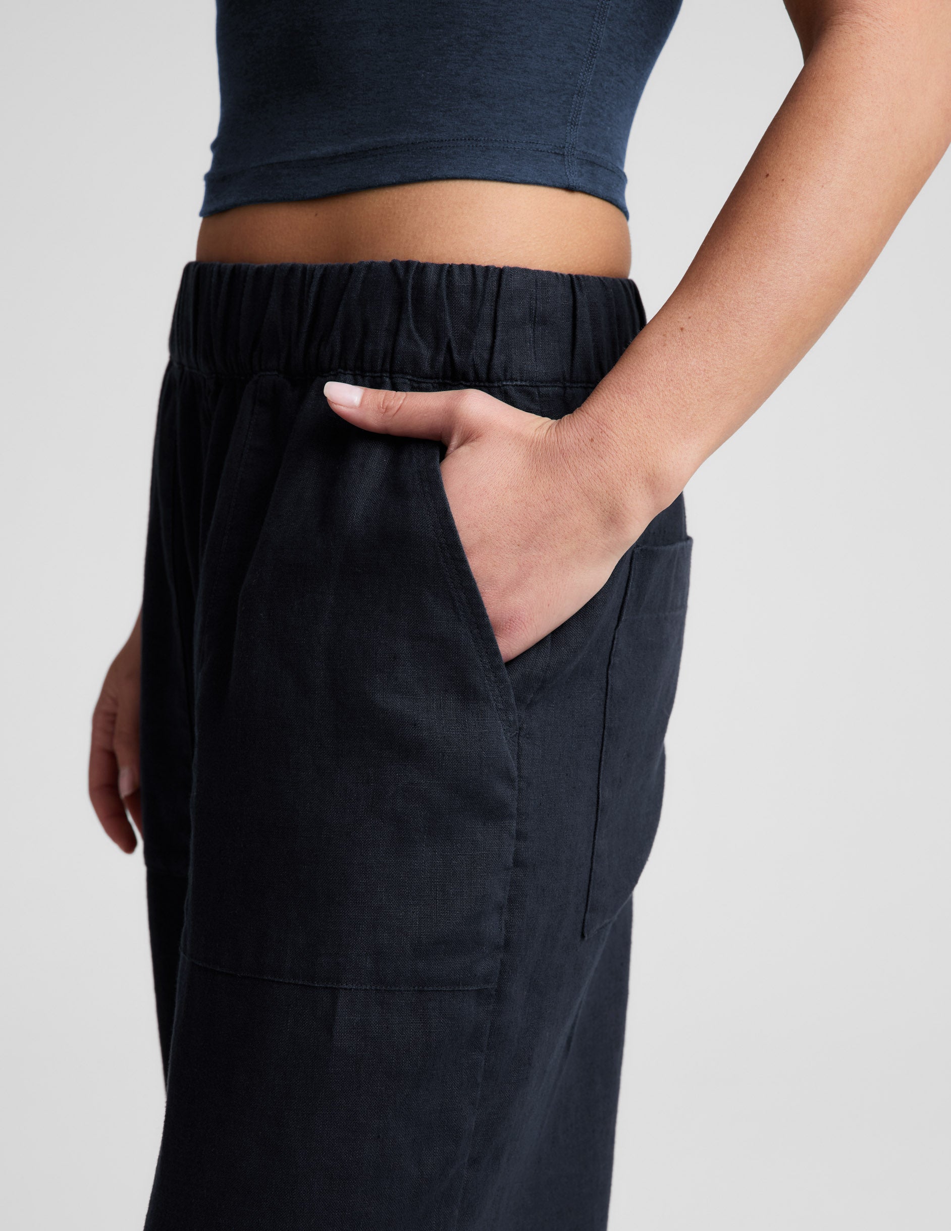 SoftWash Linen Easy Wide Leg Pant 29" - Nocturnal Navy