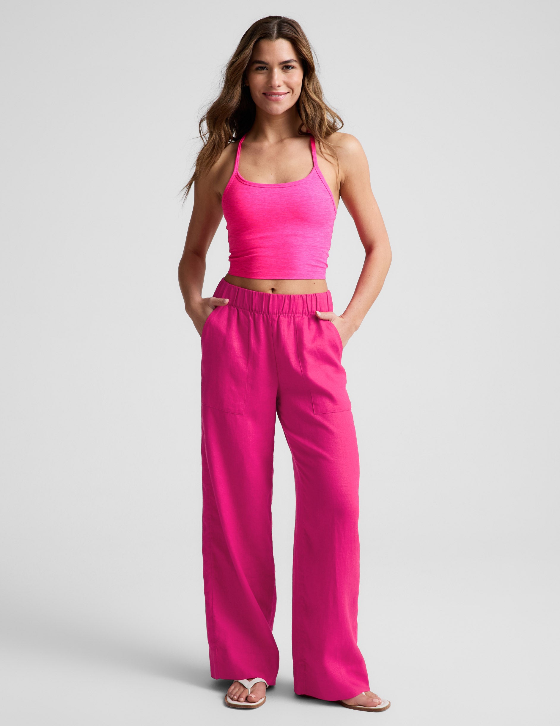 SoftWash Linen Easy Wide Leg Pant 29" - Pink Glow