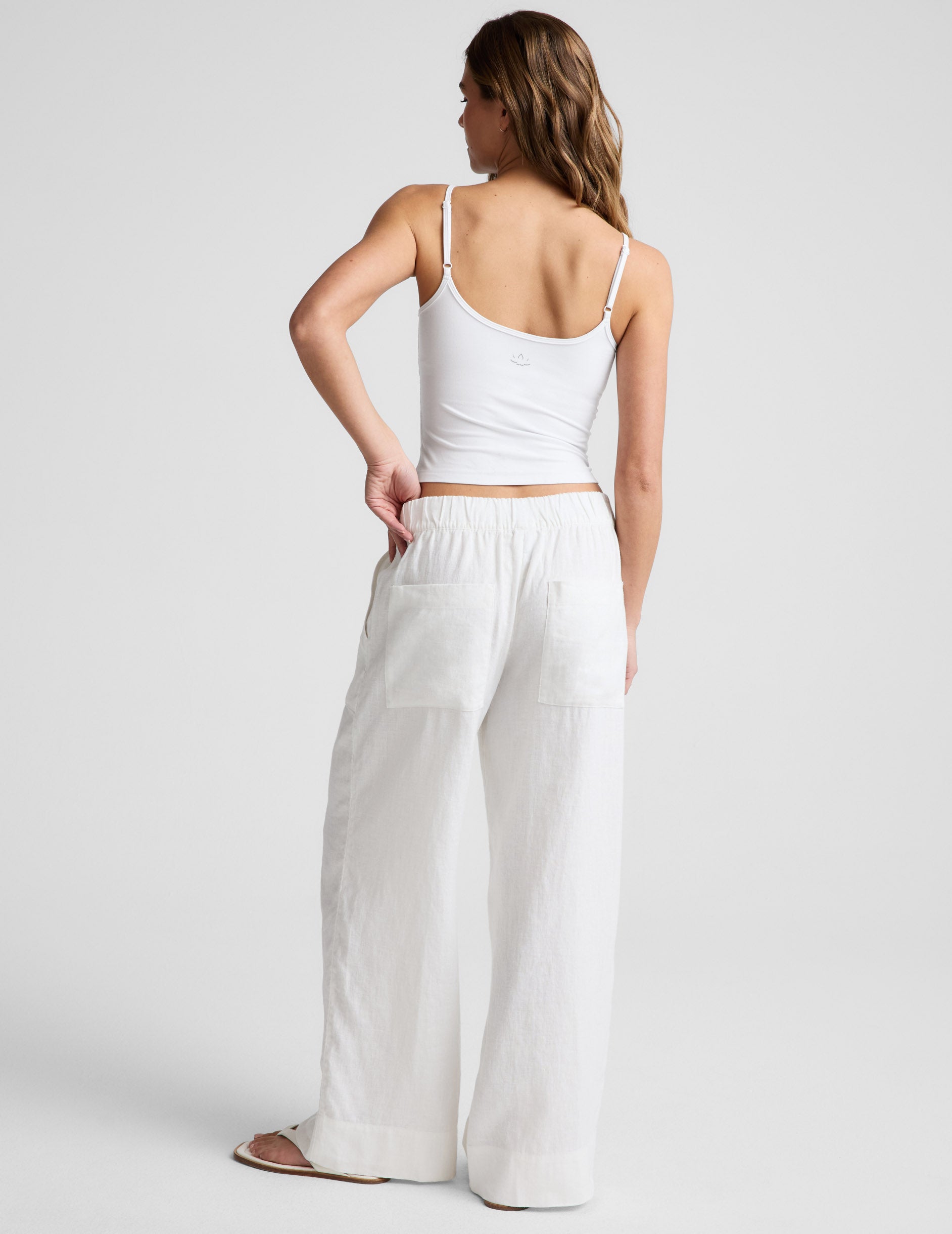 SoftWash Linen Easy Wide Leg Pant 29" - White