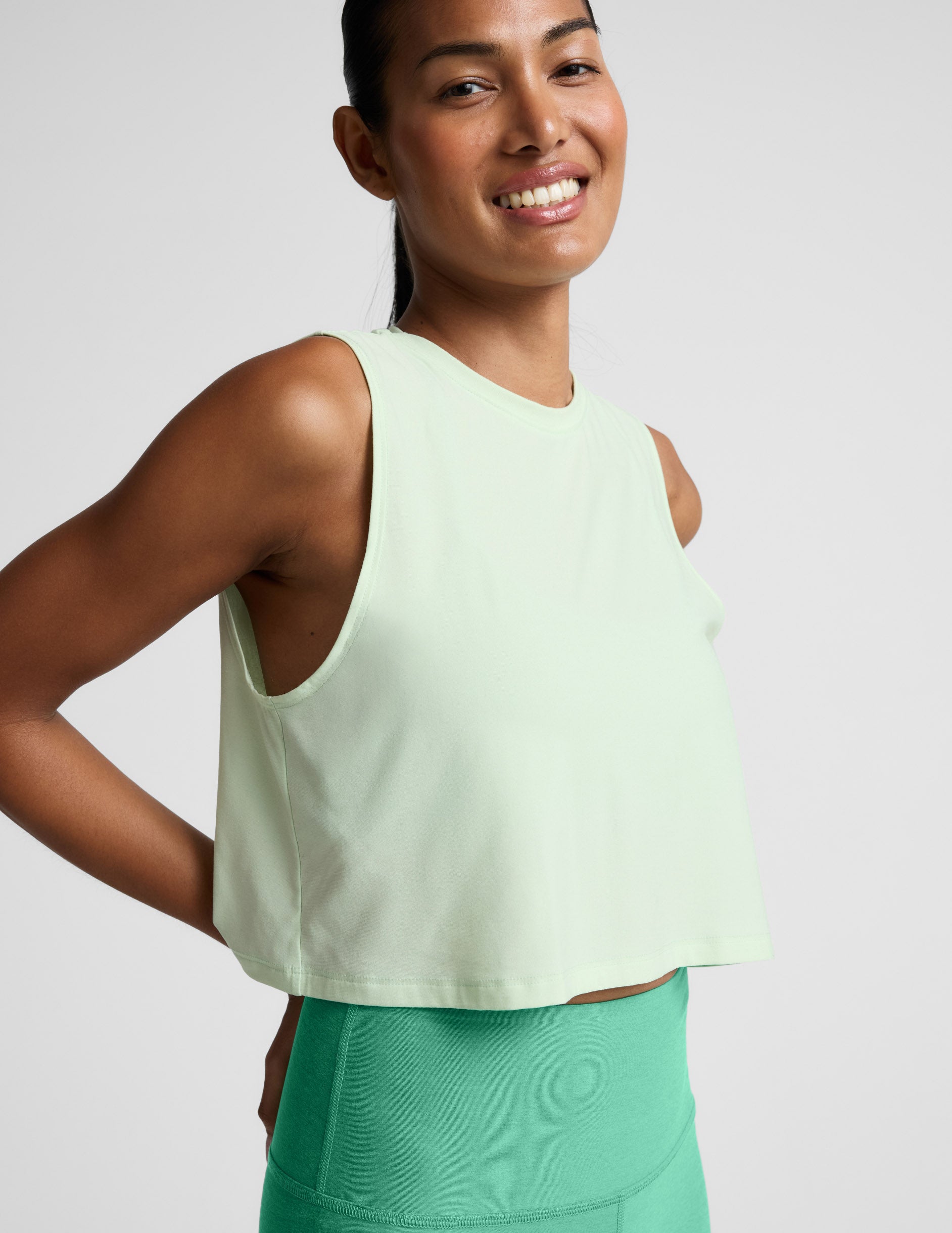 Featherweight Minimal Cropped Tank - Airy Green Heather