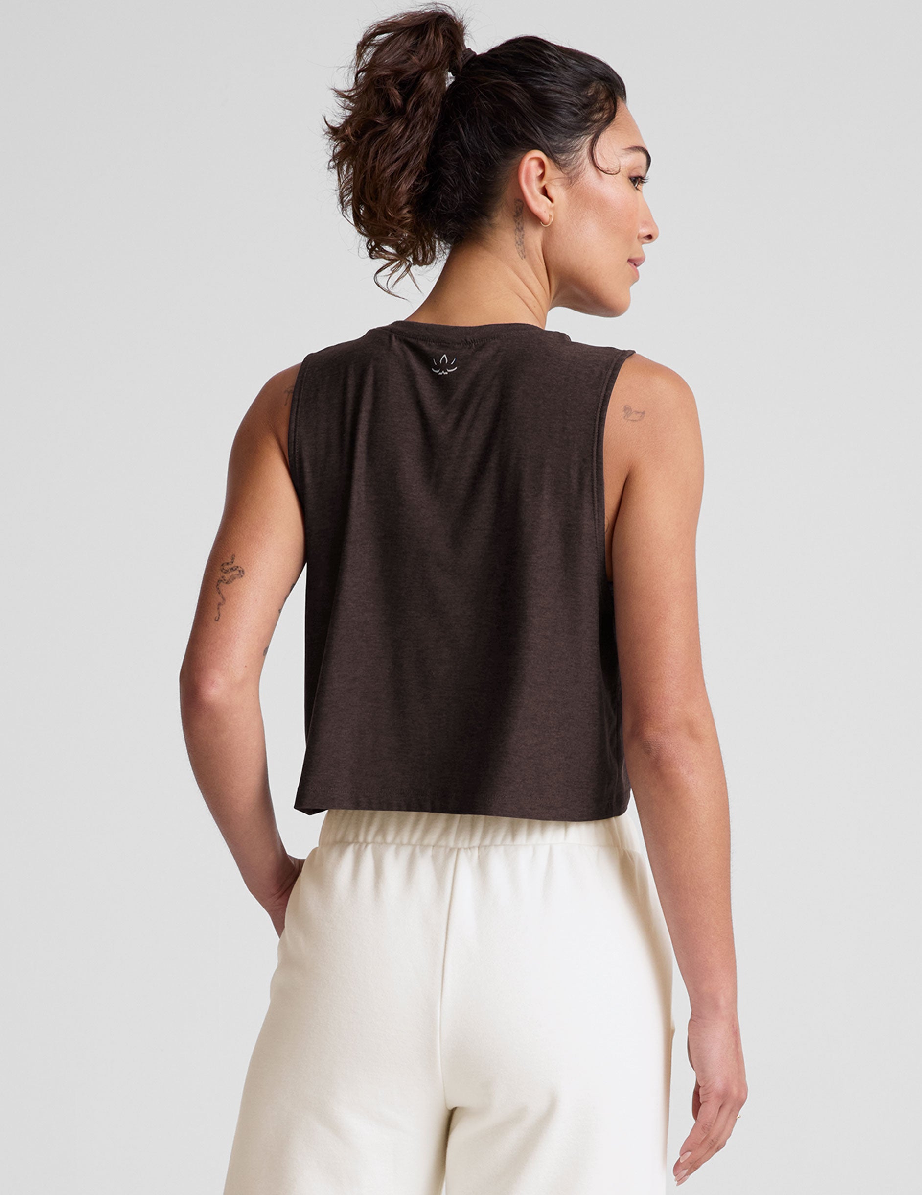 Featherweight Minimal Cropped Tank - Dark Chocolate Heather