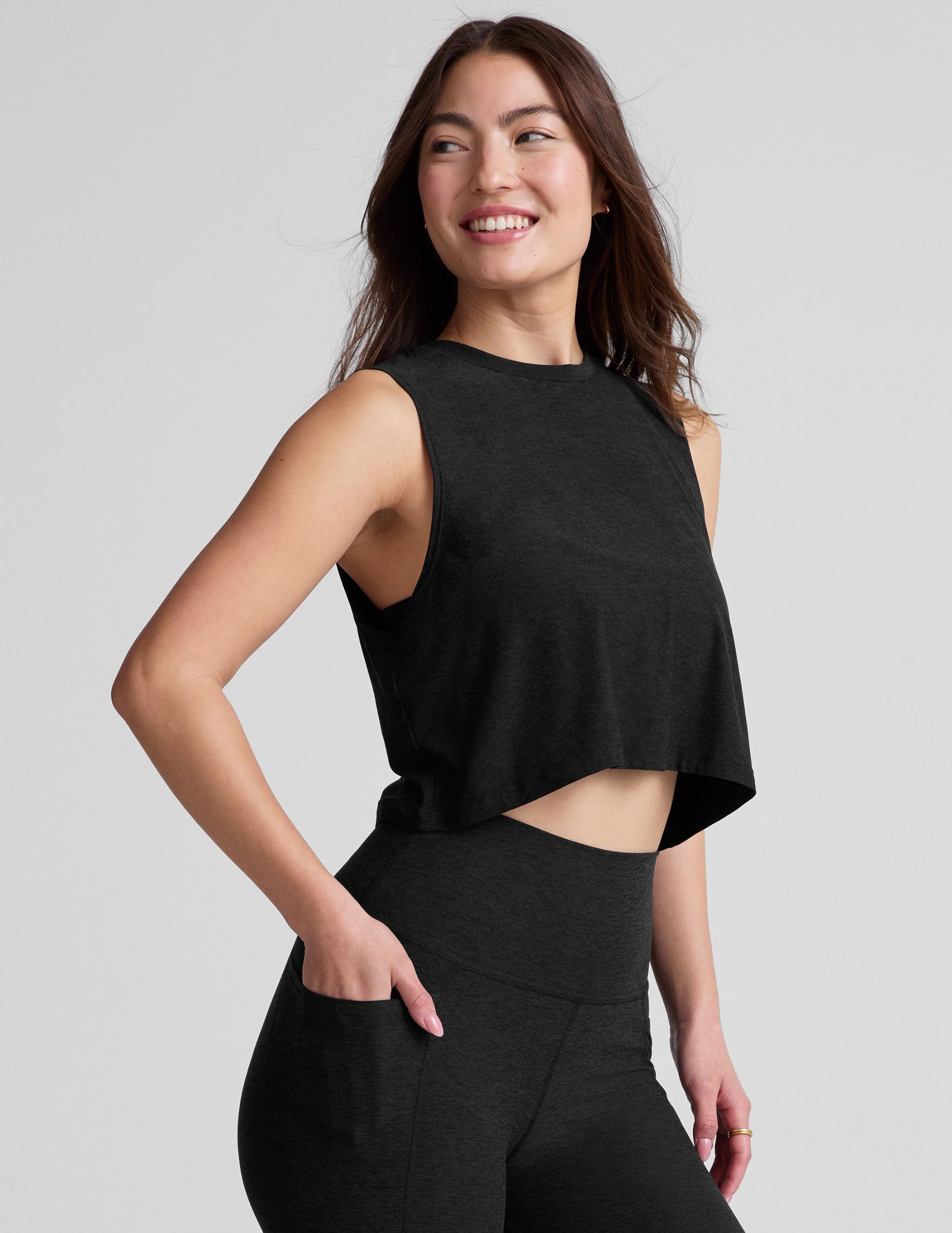 Featherweight Minimal Cropped Tank - Darkest Night