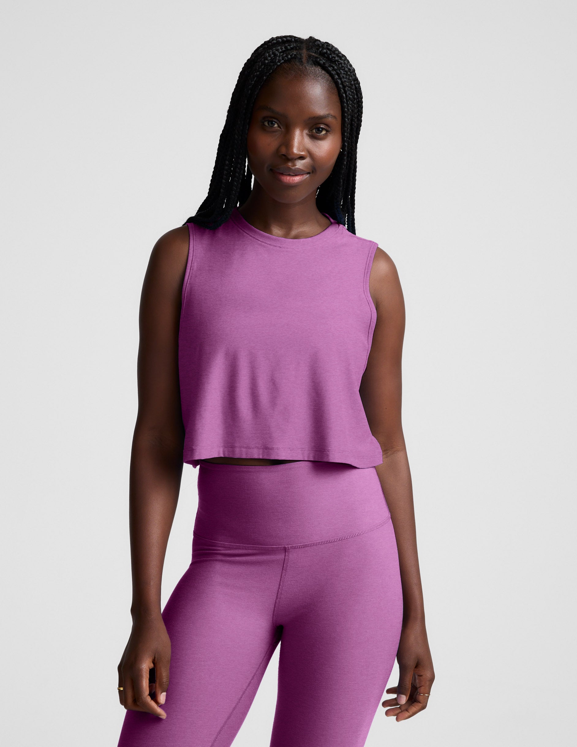 Featherweight Minimal Cropped Tank - Fun Fuchsia Heather