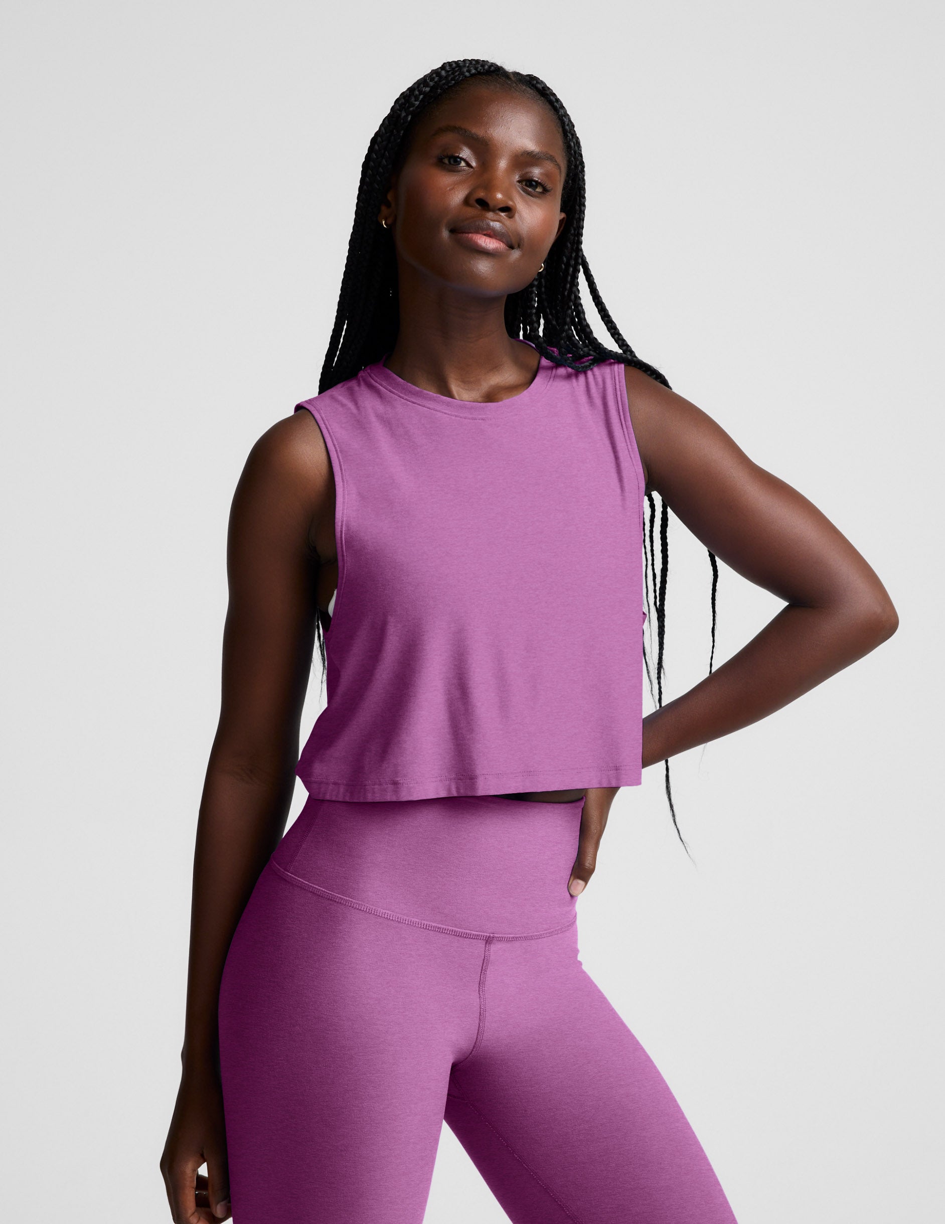 Featherweight Minimal Cropped Tank - Fun Fuchsia Heather