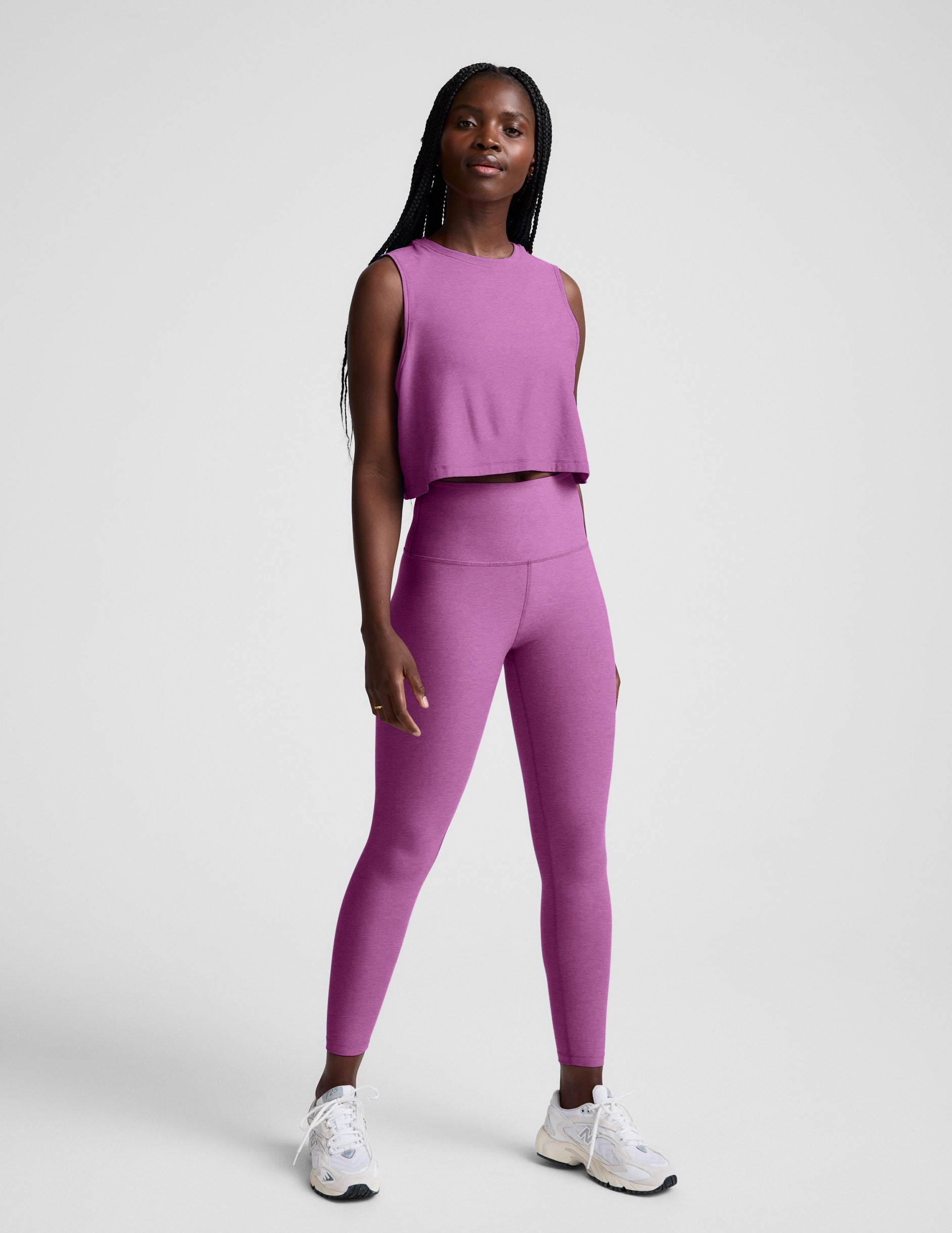 Featherweight Minimal Cropped Tank - Fun Fuchsia Heather