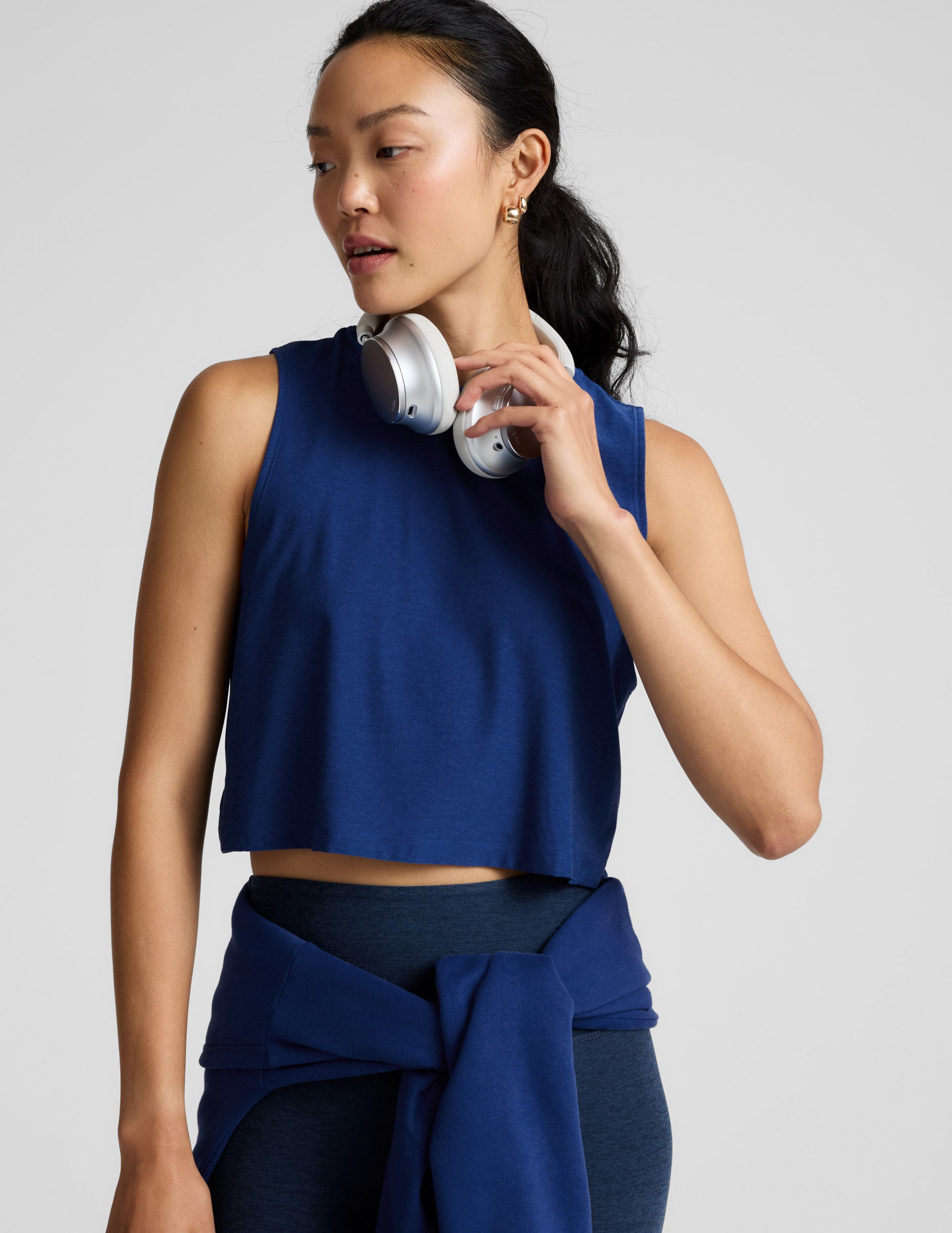 Featherweight Minimal Cropped Tank - Marine Blue Heather
