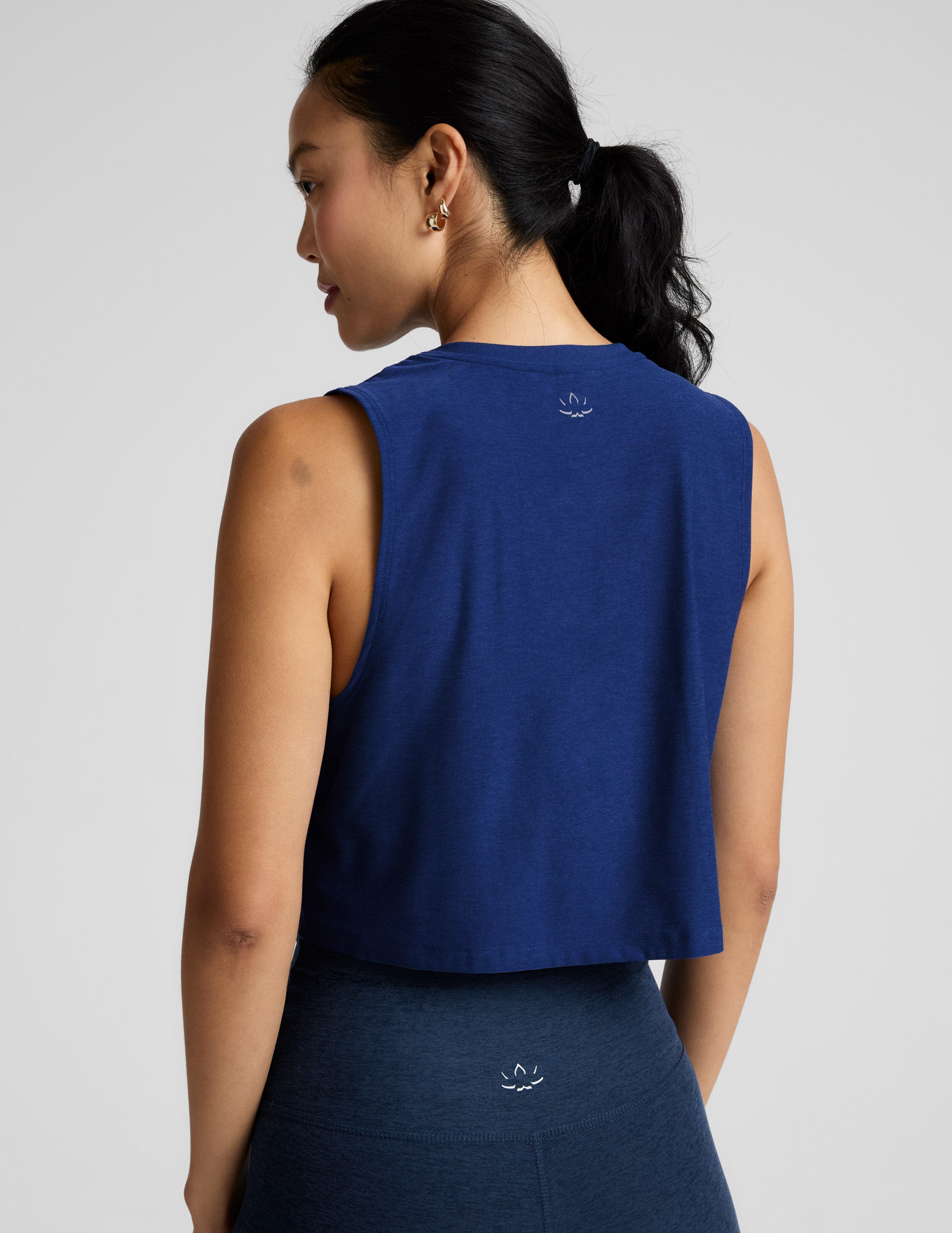 Featherweight Minimal Cropped Tank - Marine Blue Heather