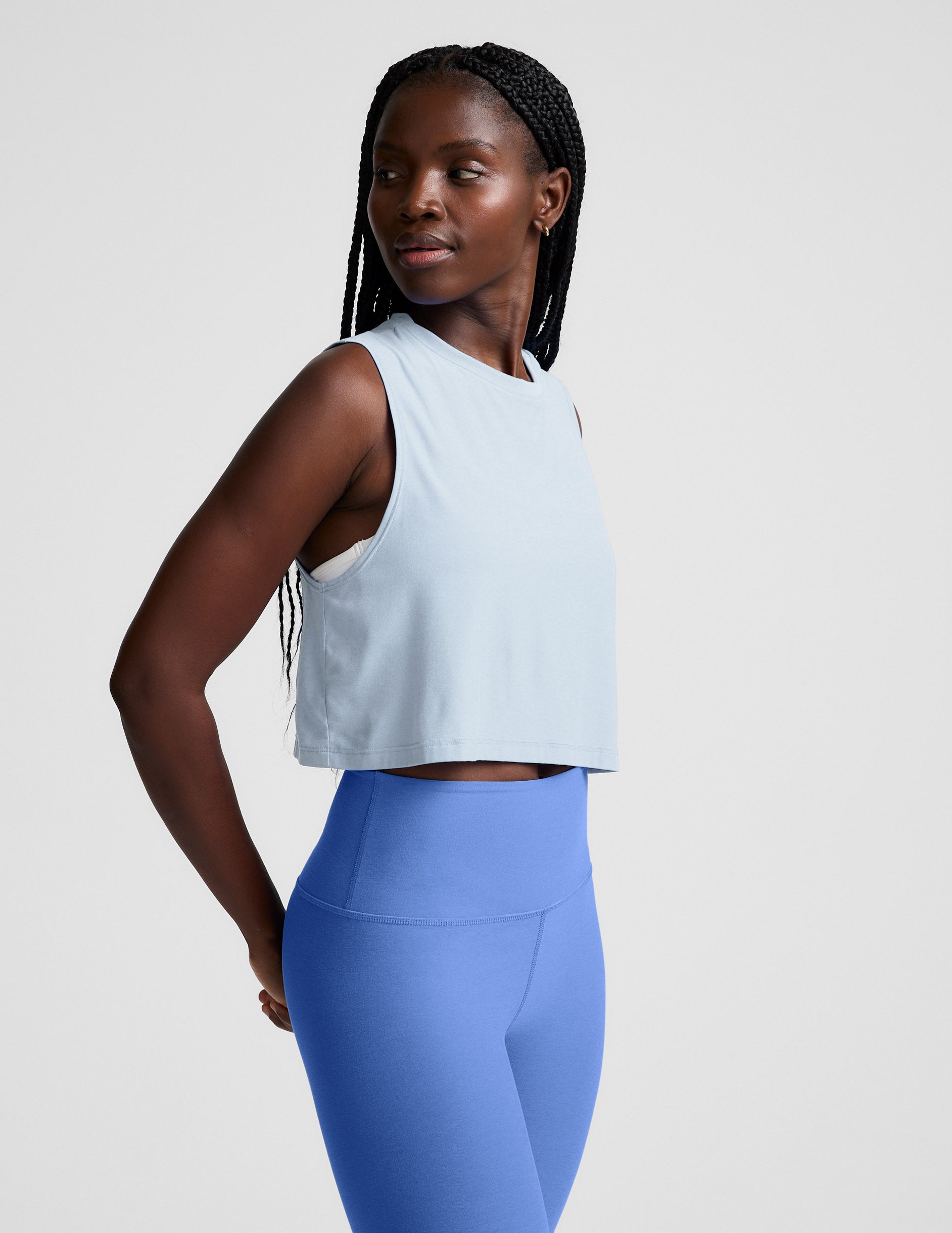 Featherweight Minimal Cropped Tank - Morning Sky Blue Heather