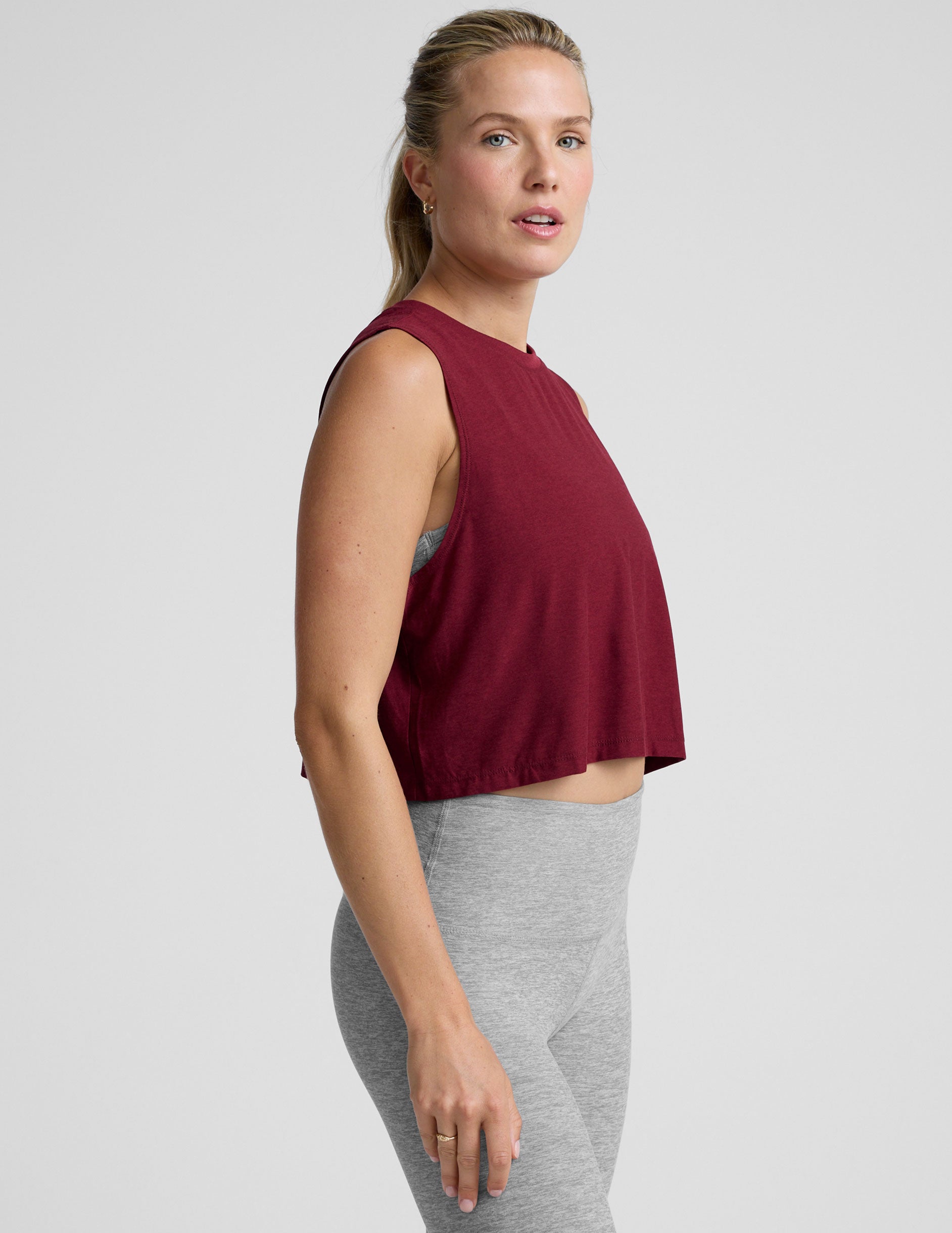 Featherweight Minimal Cropped Tank - Ruby Rush Heather