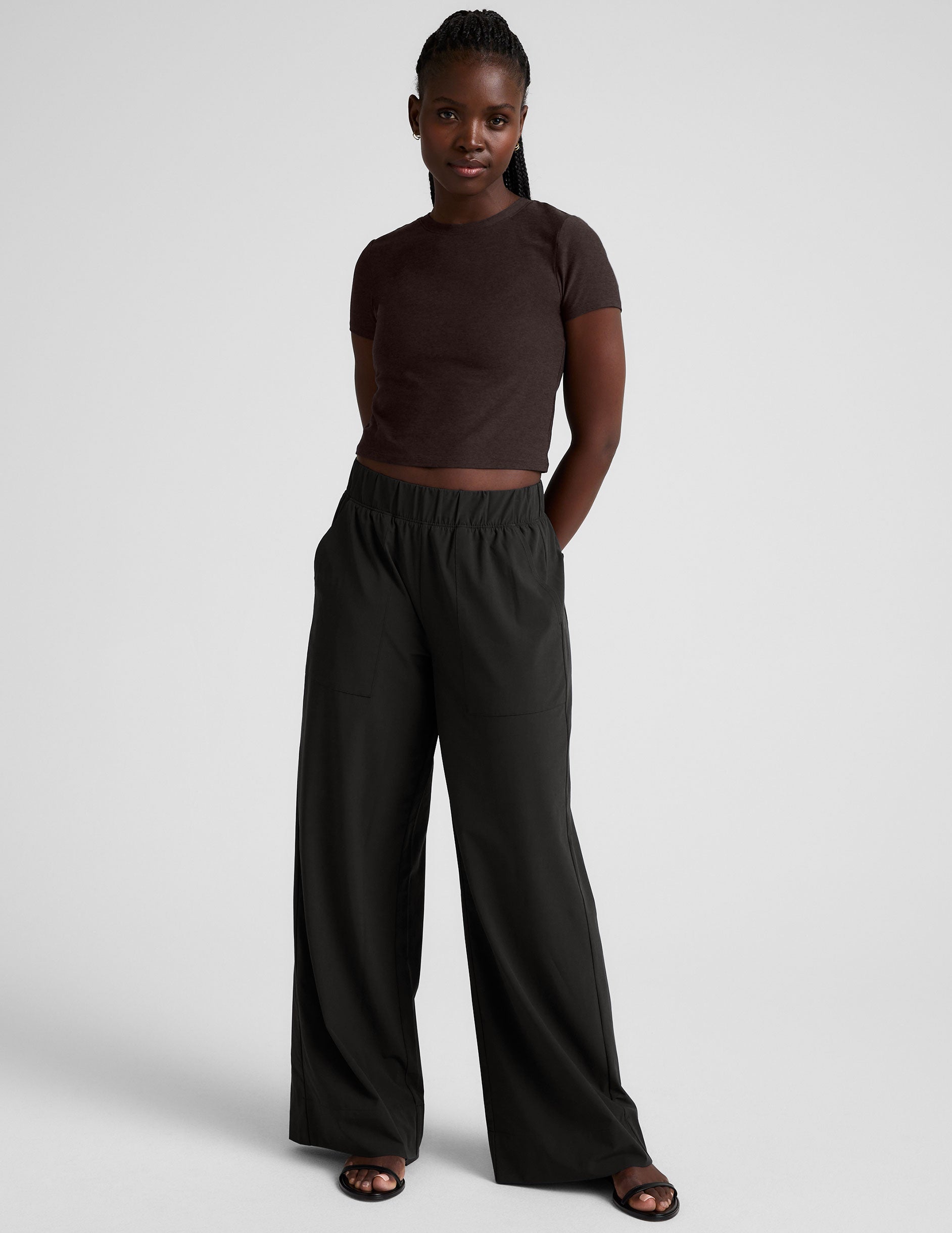 Featherweight Cropped Tee - Dark Chocolate Heather