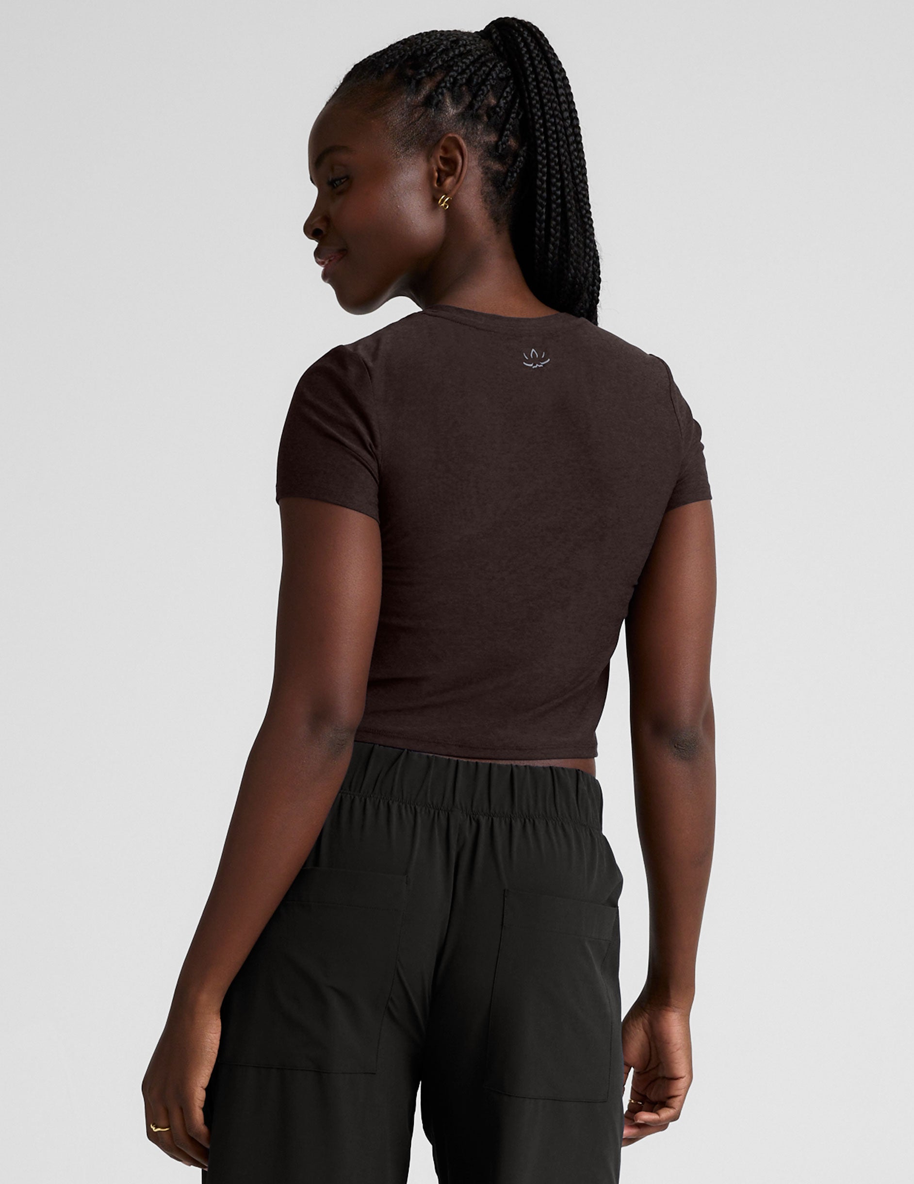 Featherweight Cropped Tee - Dark Chocolate Heather